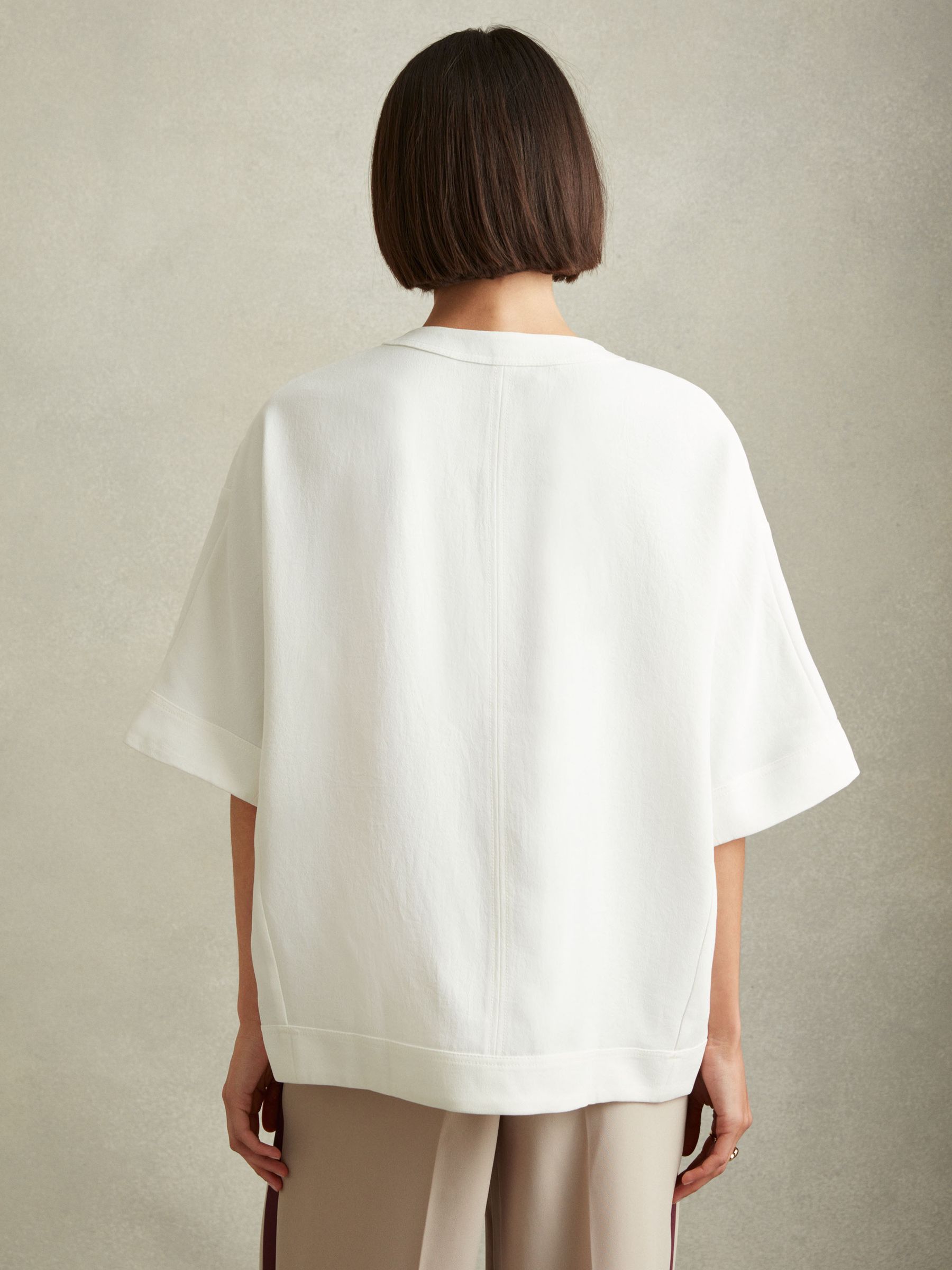 Relaxed Half-Zip T-Shirt in Ivory