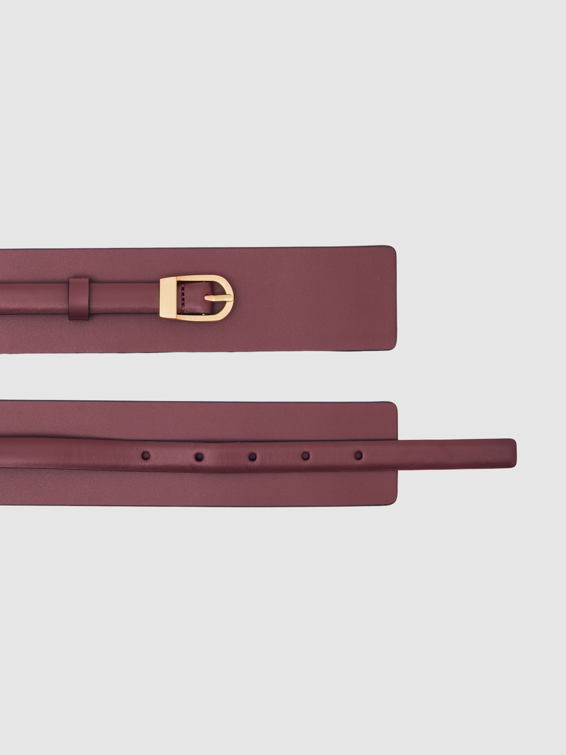 Leather Double-Strap Waist Belt in Burgundy