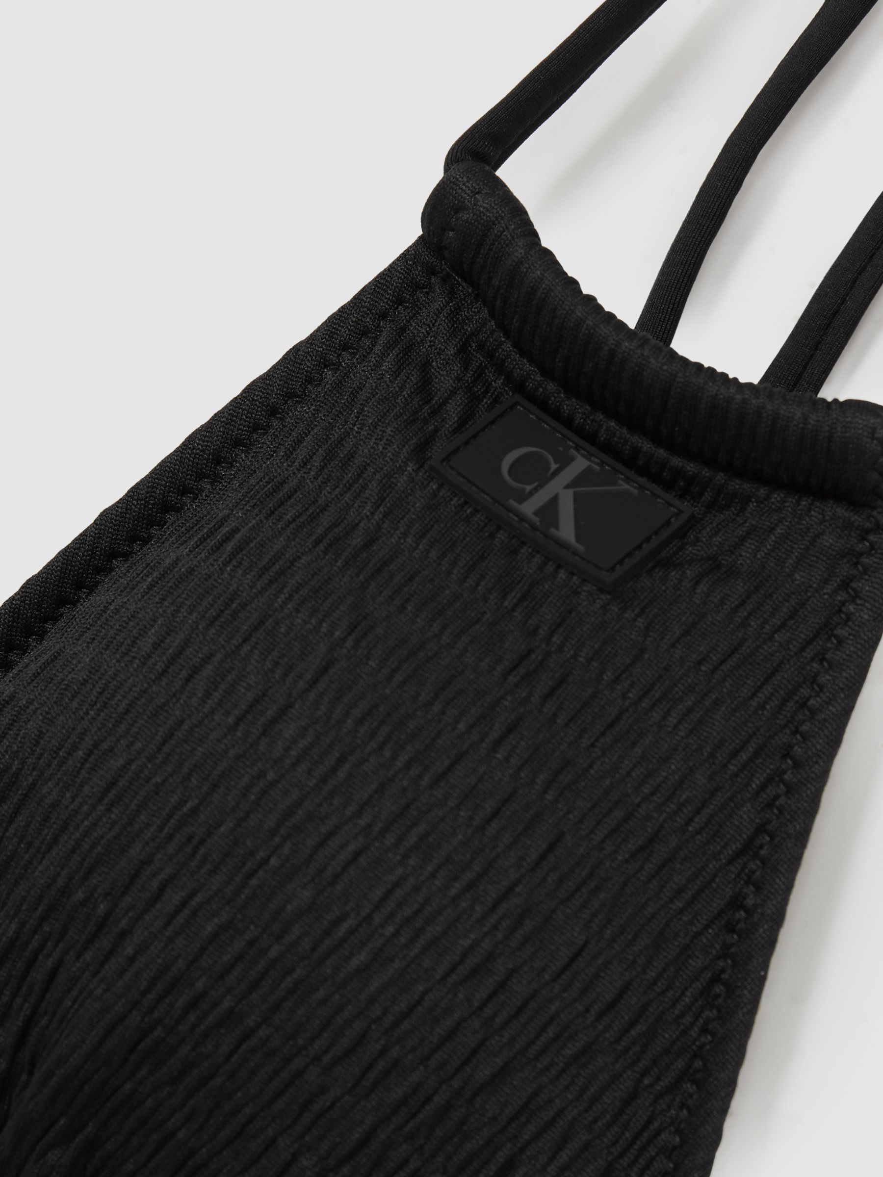 Calvin Klein Crinkle Triangle Bikini Top in Black