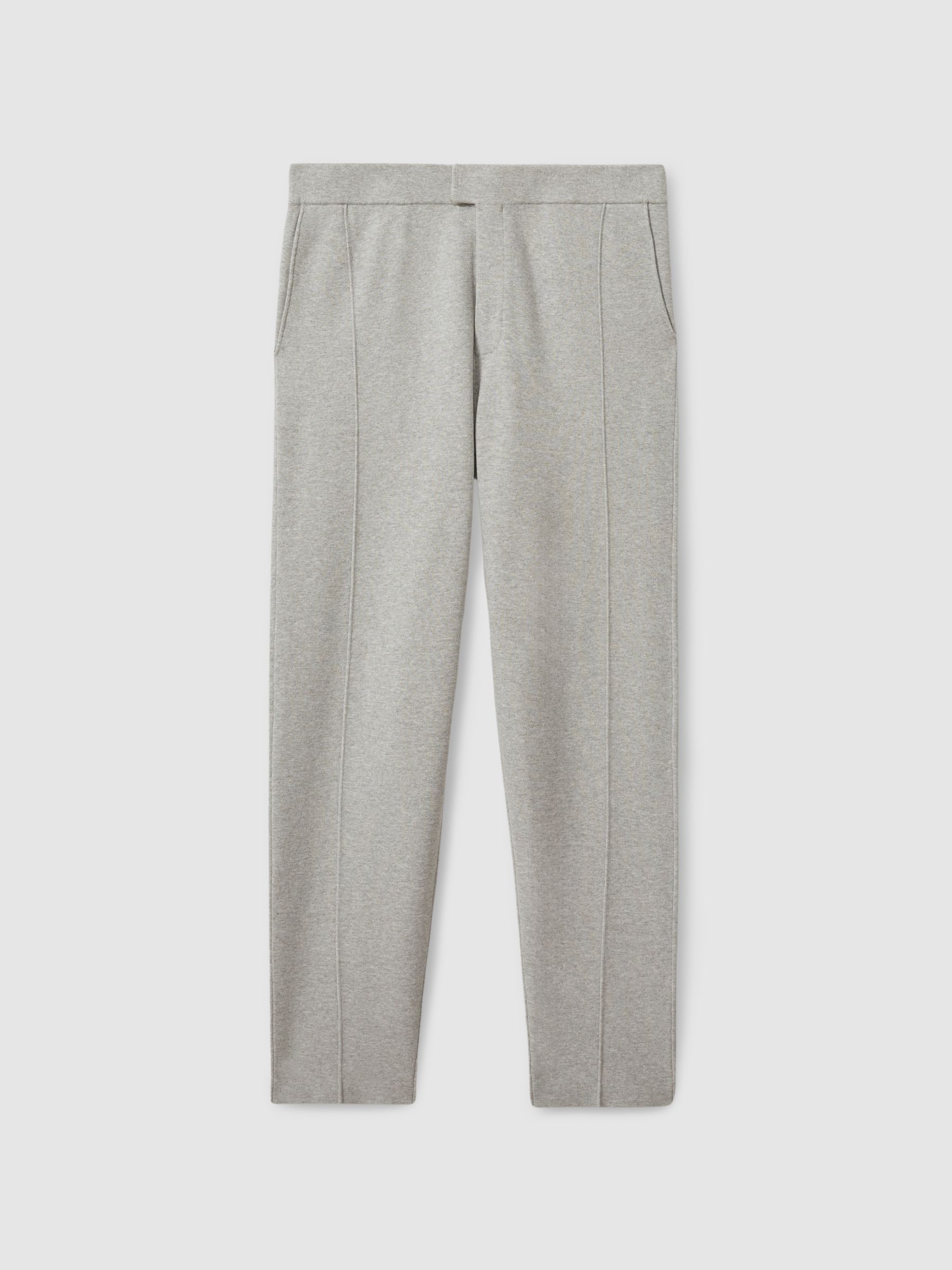 Jett Soft Grey Melange Knitted Front Seam Elasticated Joggers
