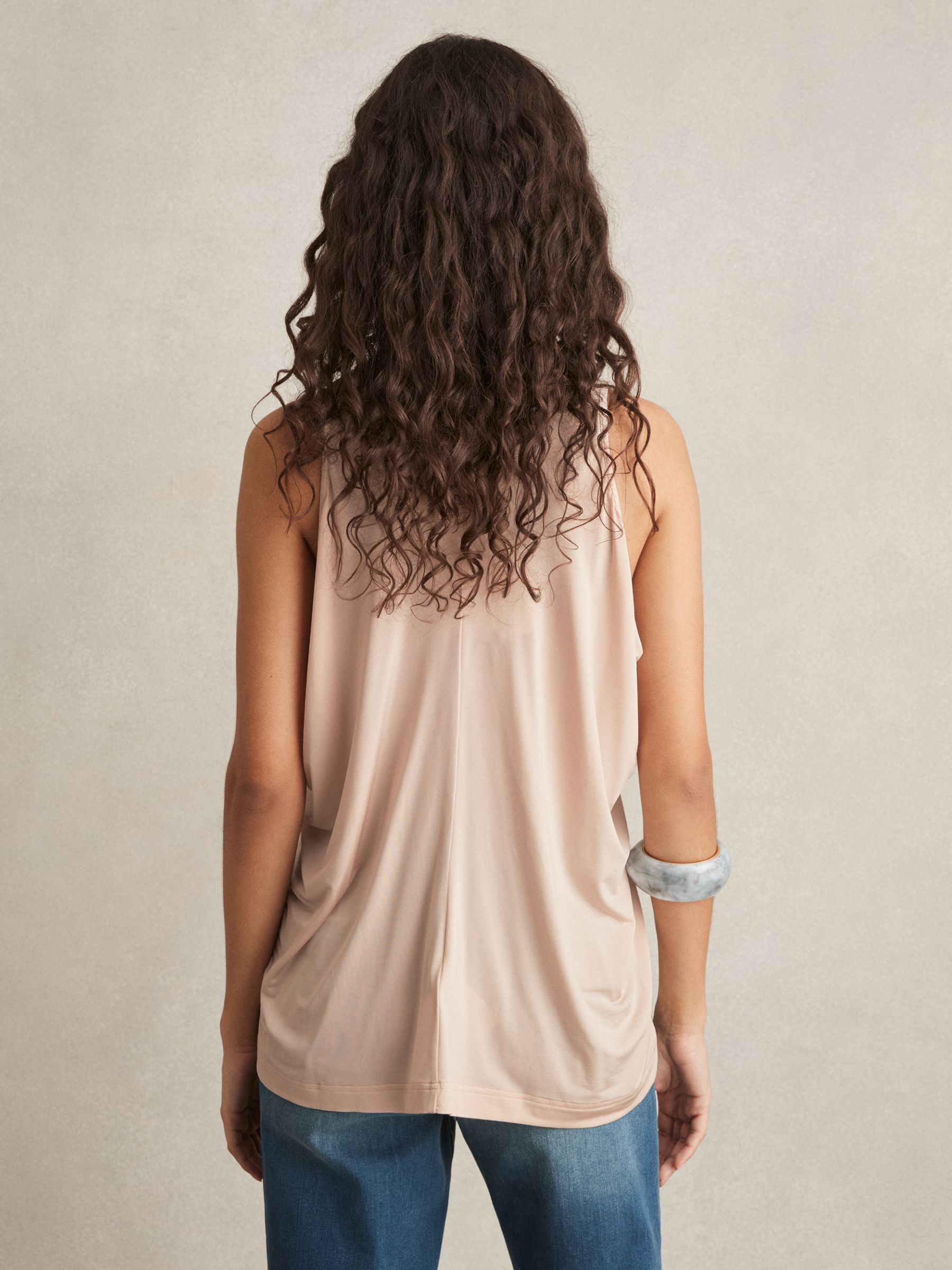 Draped V-Neck Sleeveless Top in Pink