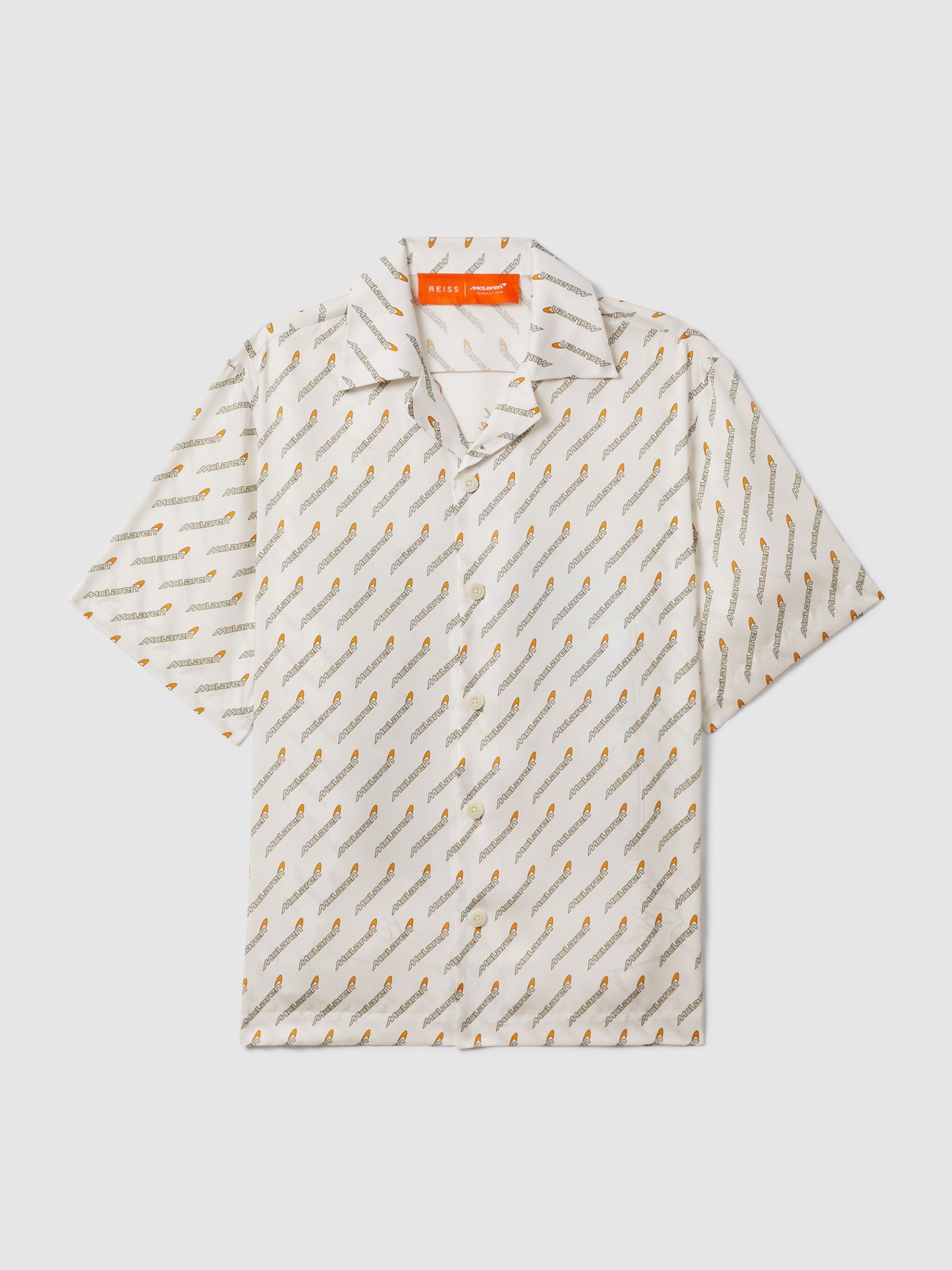 McLaren F1 Monte Carlo Exclusive Cuban Collar Shirt in White Multi