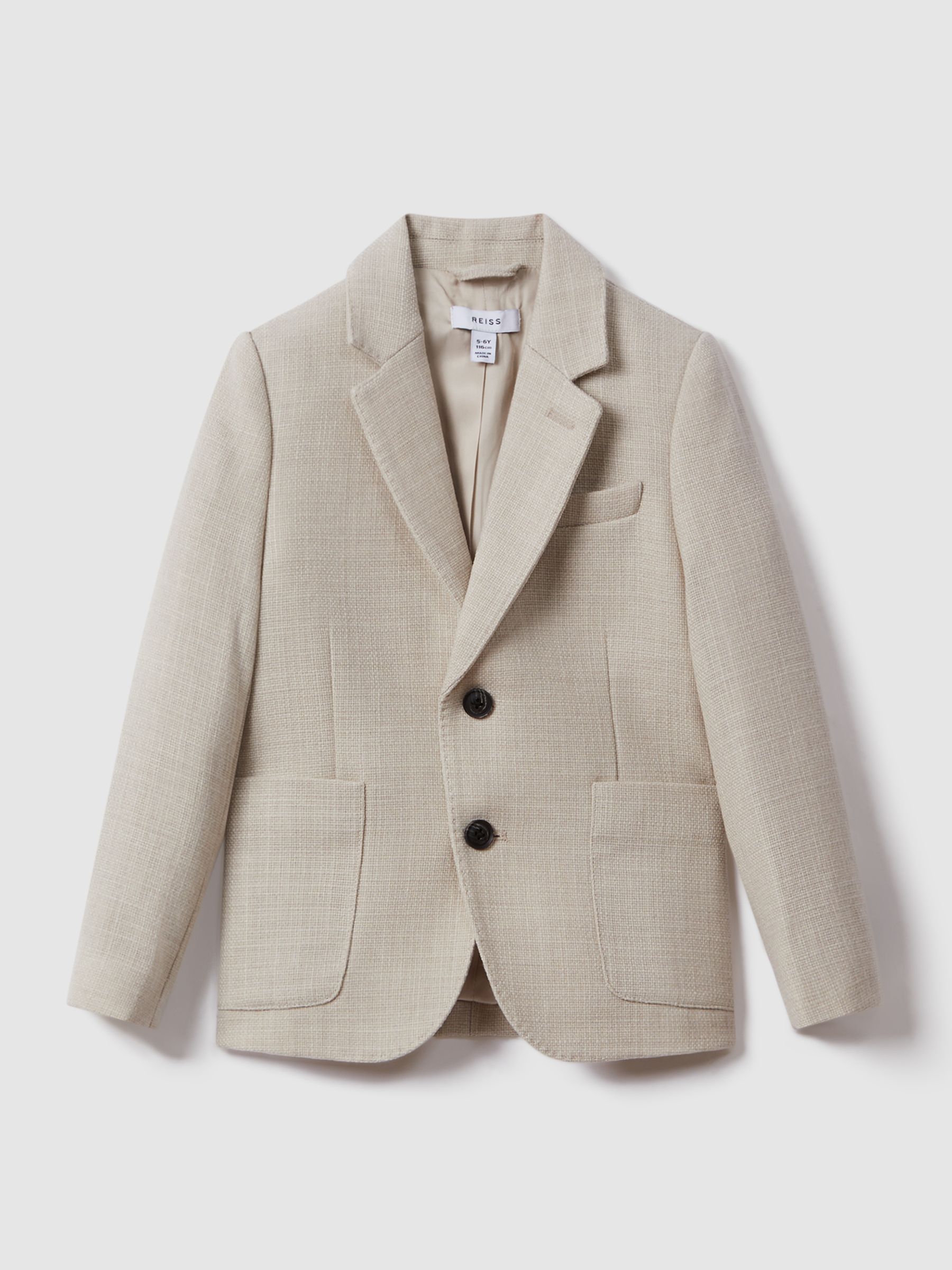 3-9 yrs Textured Wool Blend Single Breasted Blazer in Stone