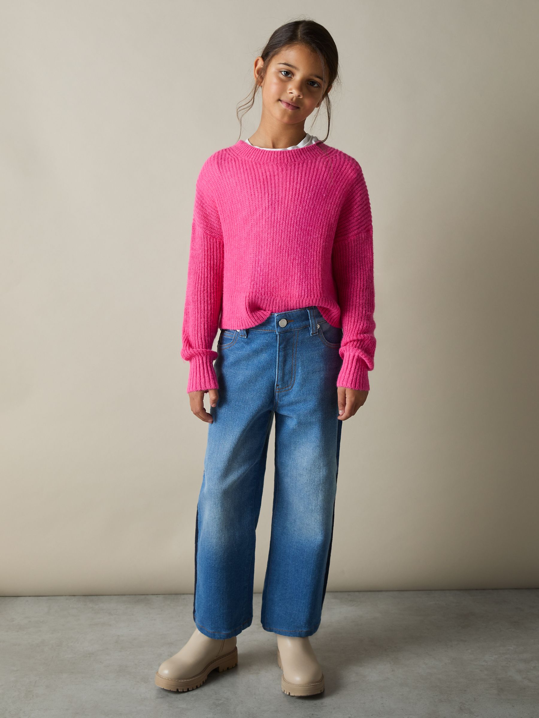 4-9 yrs Rib-Knit Jumper With Wool and Alpaca in Pink