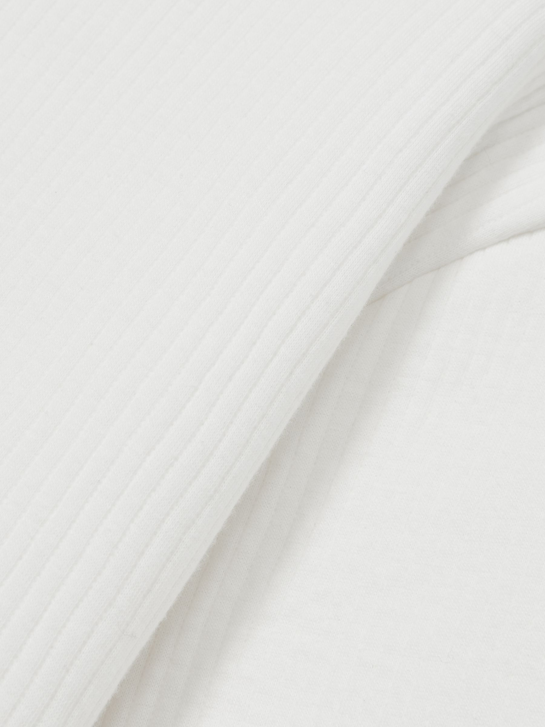 Cotton-Blend Rib-Knit Hoodie in White