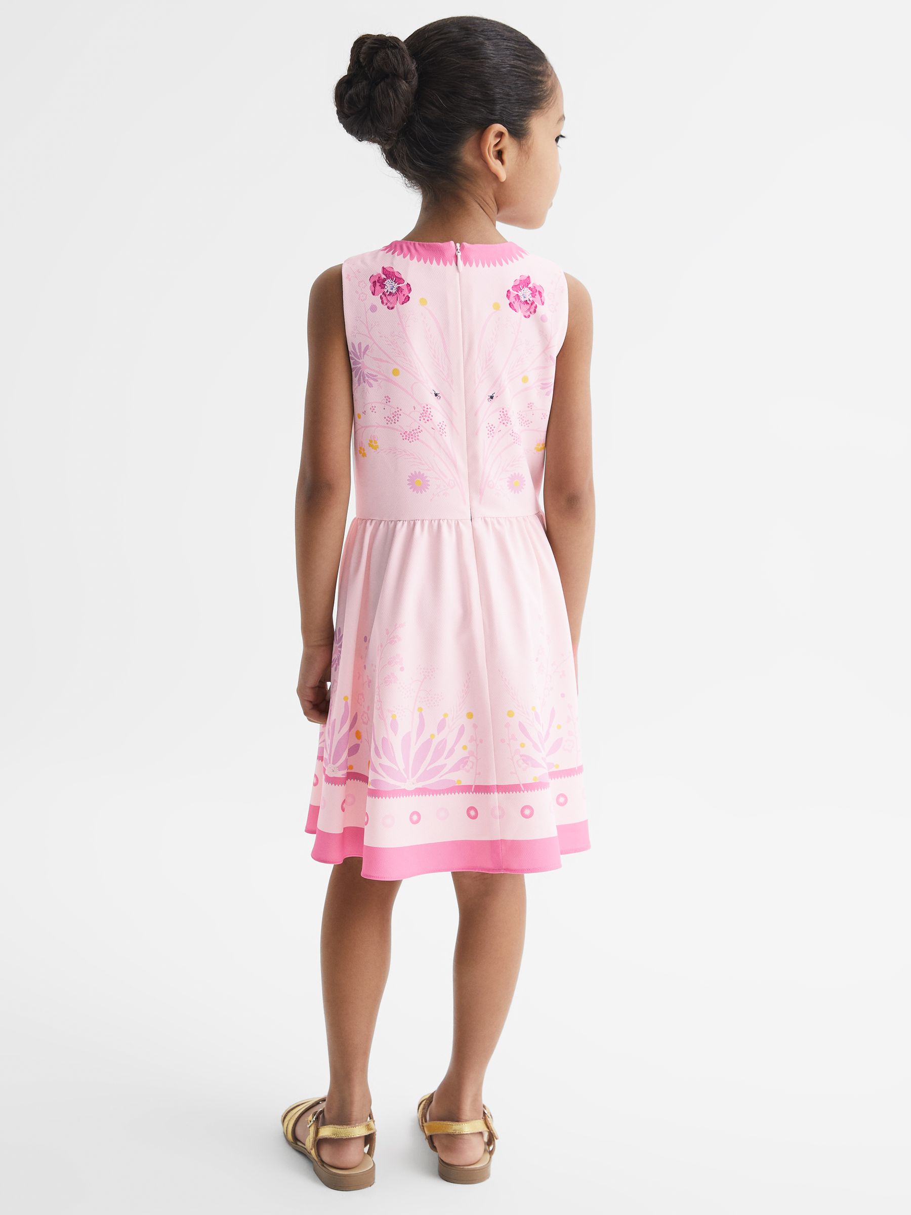 9-12 yrs Sleeveless Floral Print Dress in Pink