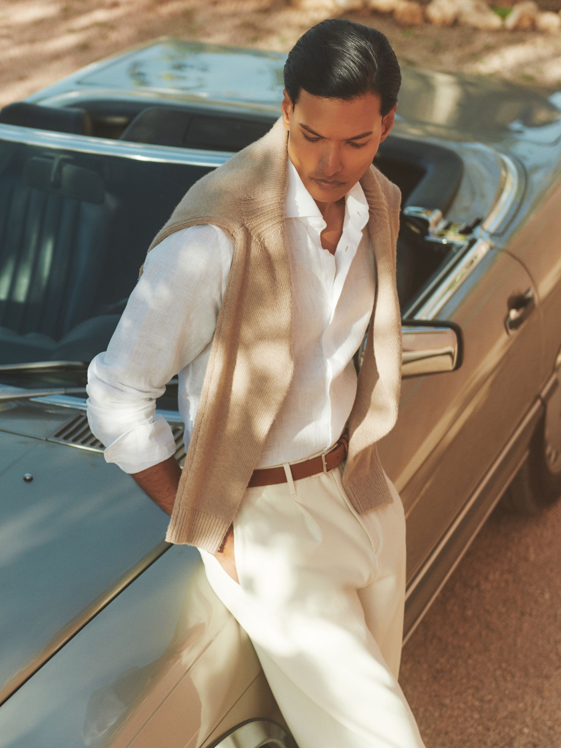 Linen Button-Through Shirt in White