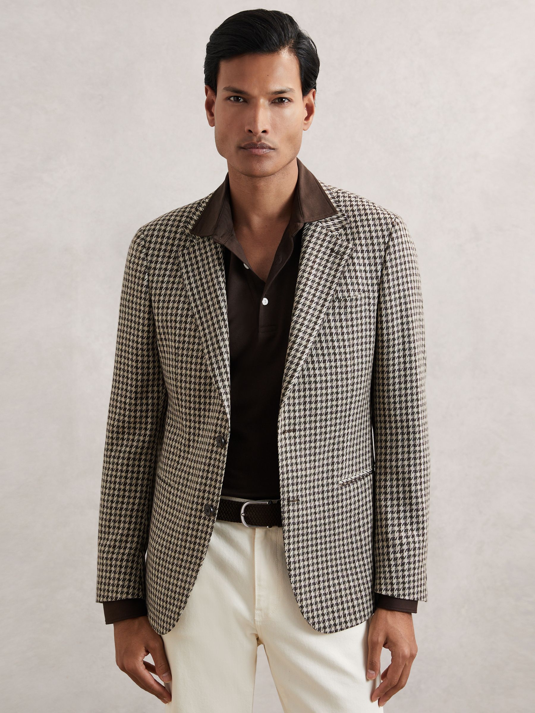 Cotton-Jersey Long Sleeve Polo Shirt in Brown