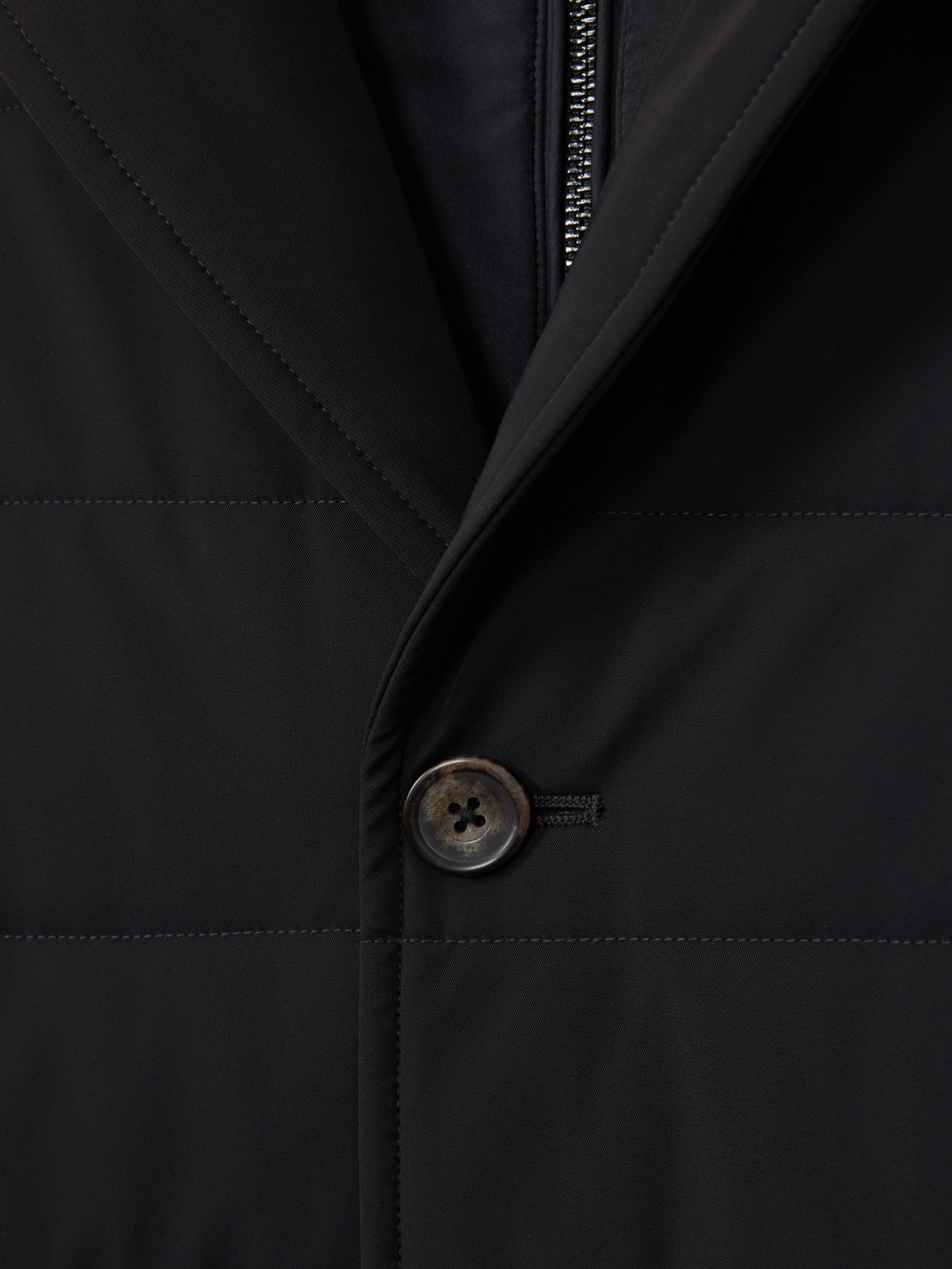 Longline Quilted-Shell Coat with Inner Gilet in Navy