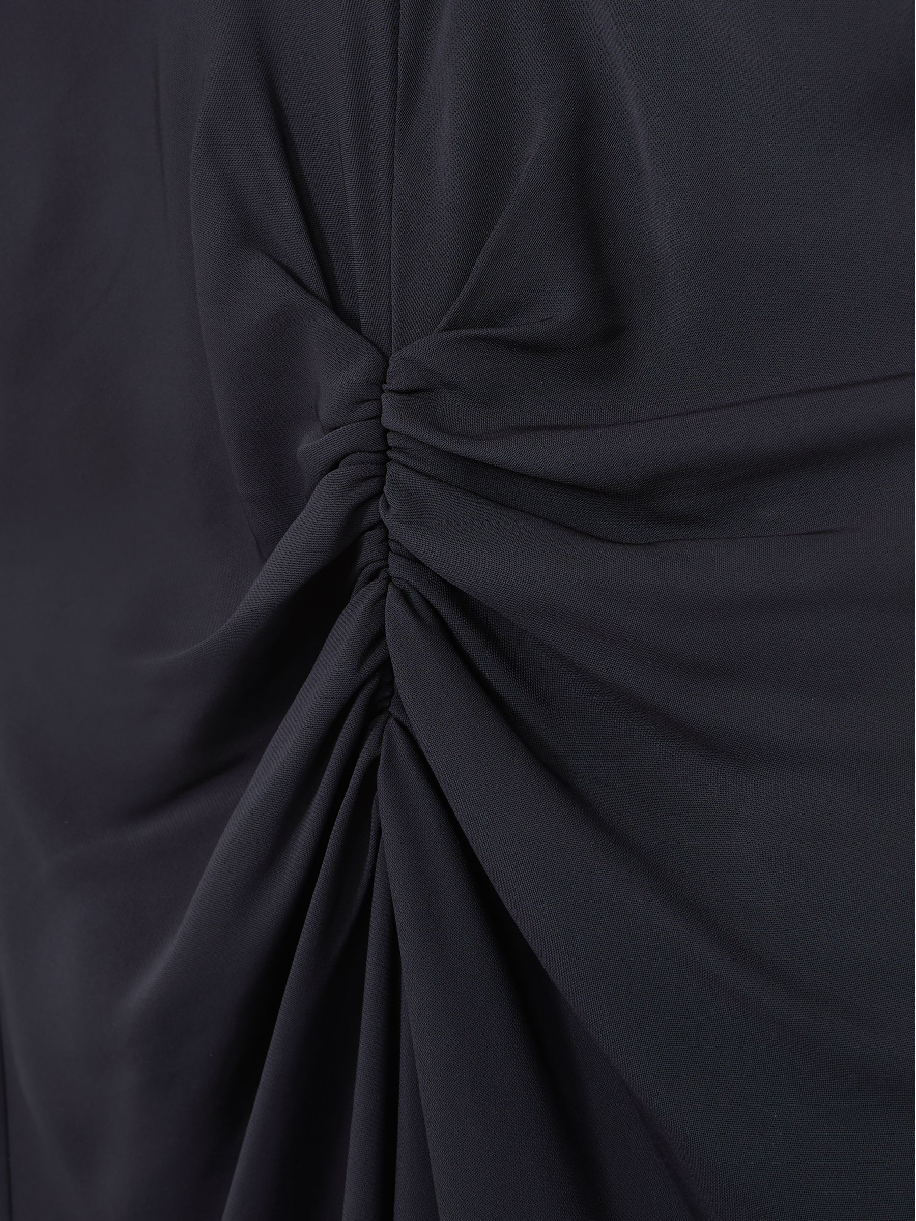 Ruched-Front Midi Dress in Navy