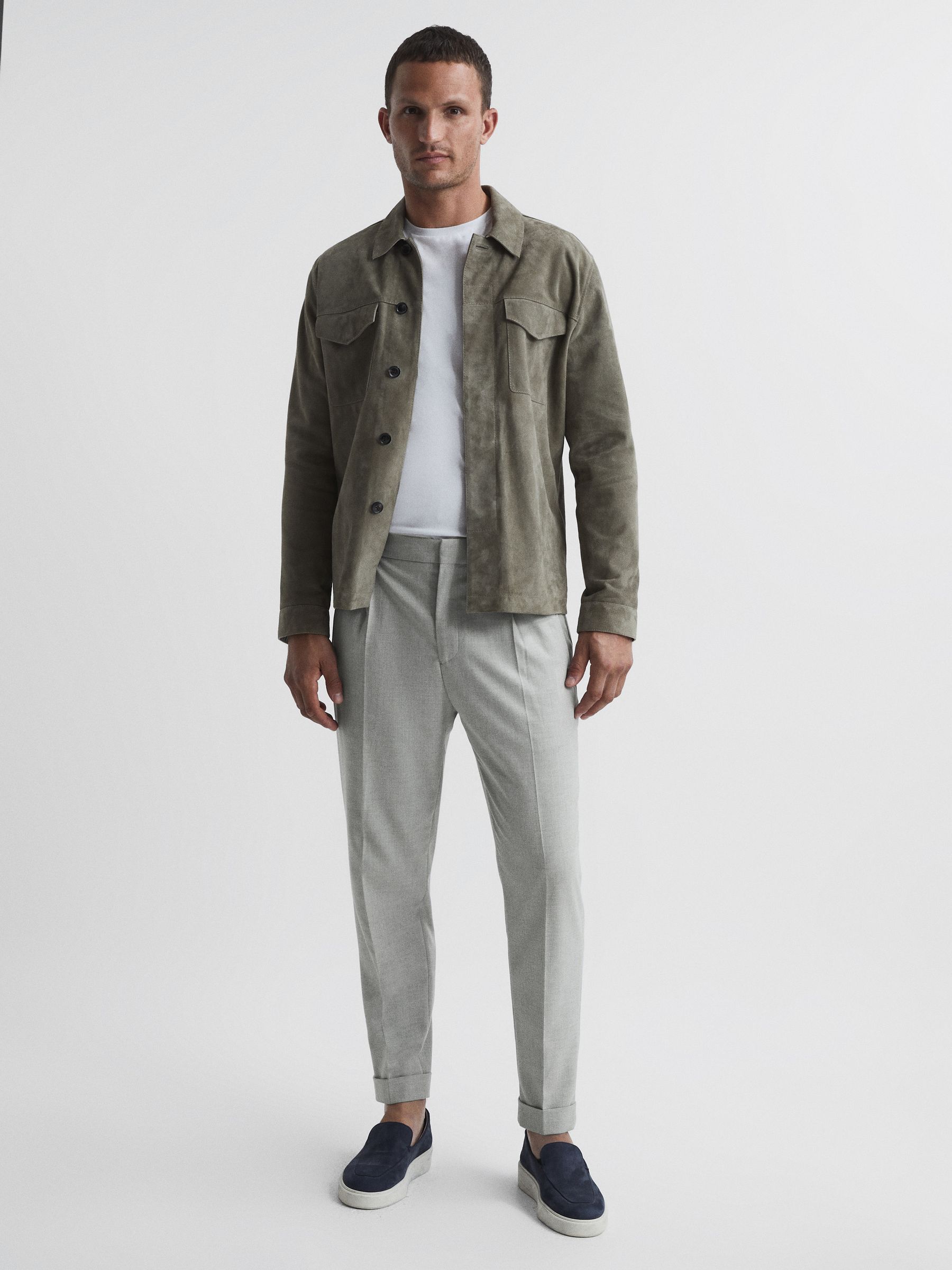 Relaxed Drawstring Trousers with Turn-Ups in Soft Grey