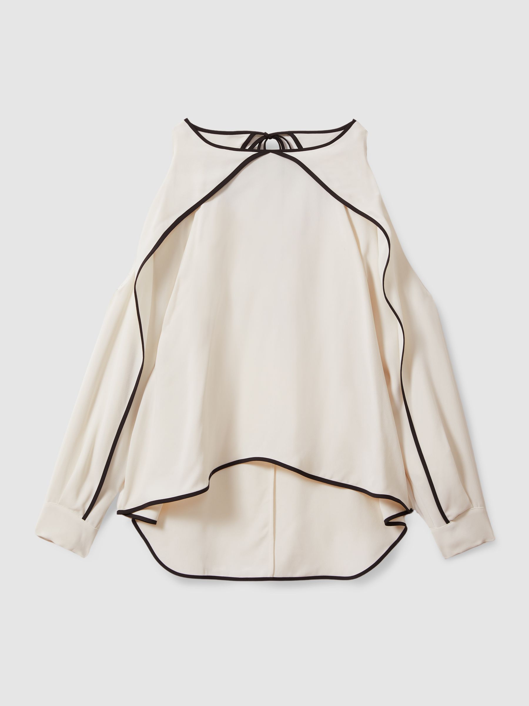 Ruffle Detail Cut Out Blouse in White
