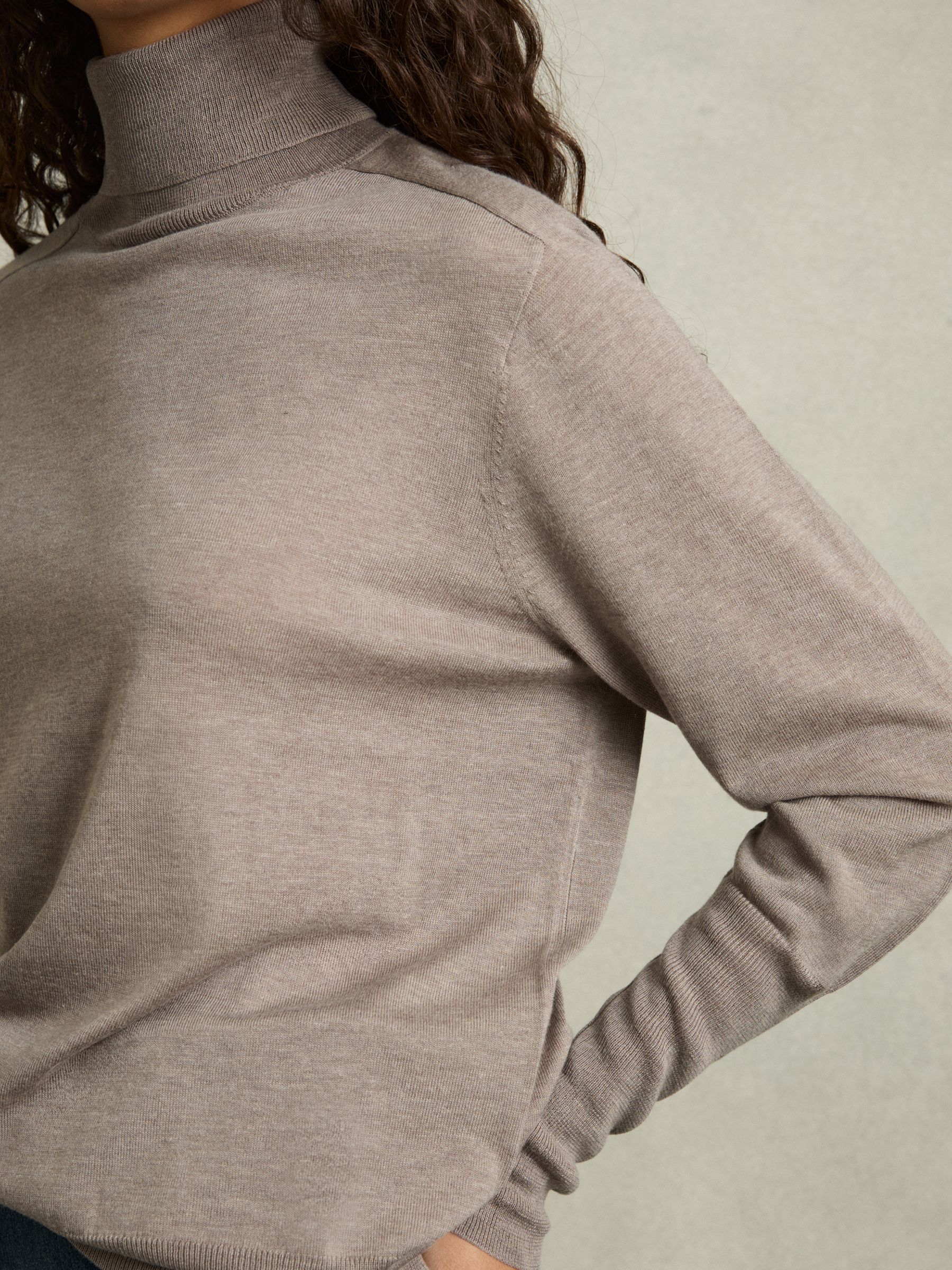 Roll-Neck Jumper With Cashmere in Mink