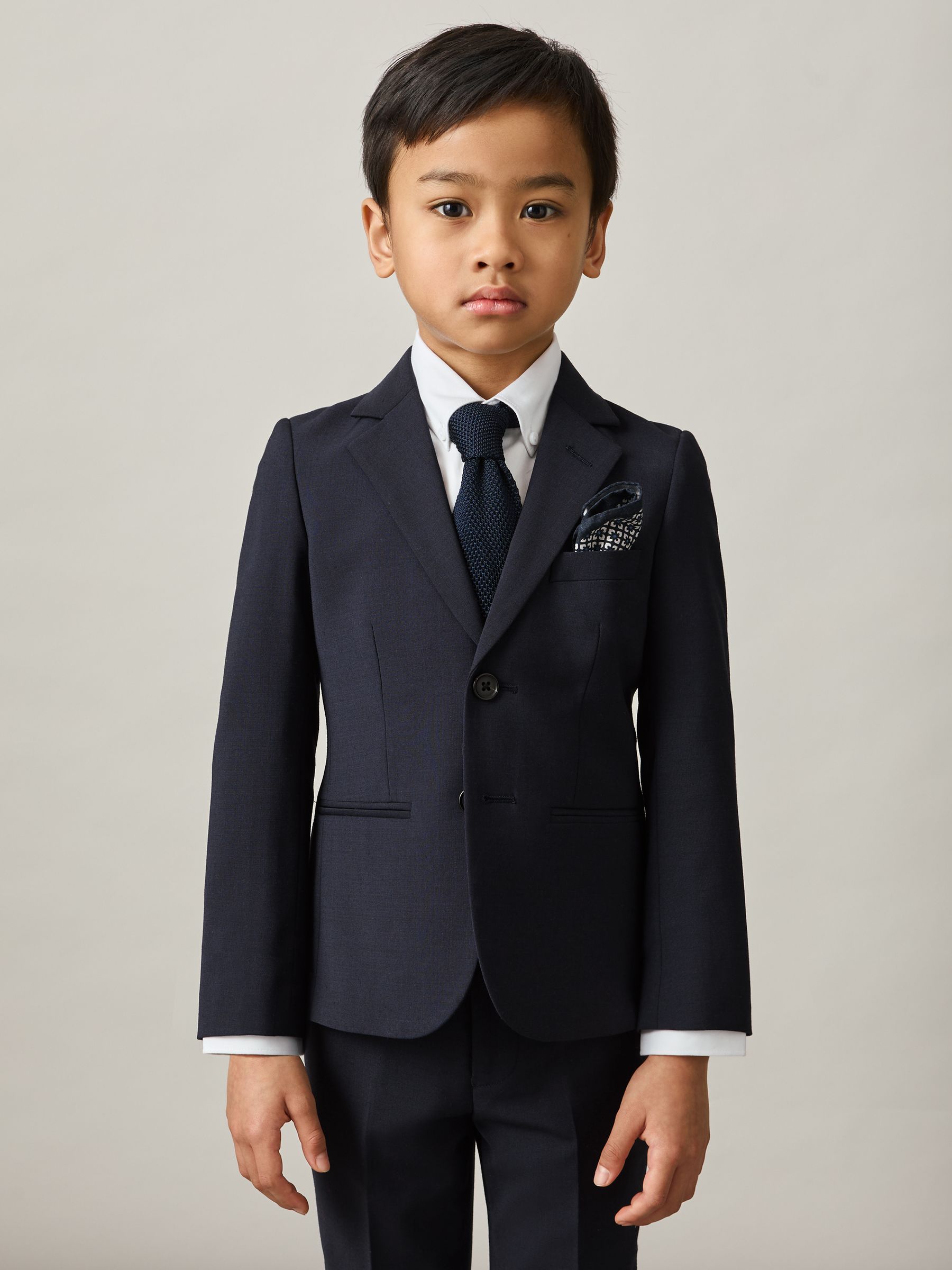 9-14 yrs Wool-Blend Single-Breasted Suit Blazer in Navy