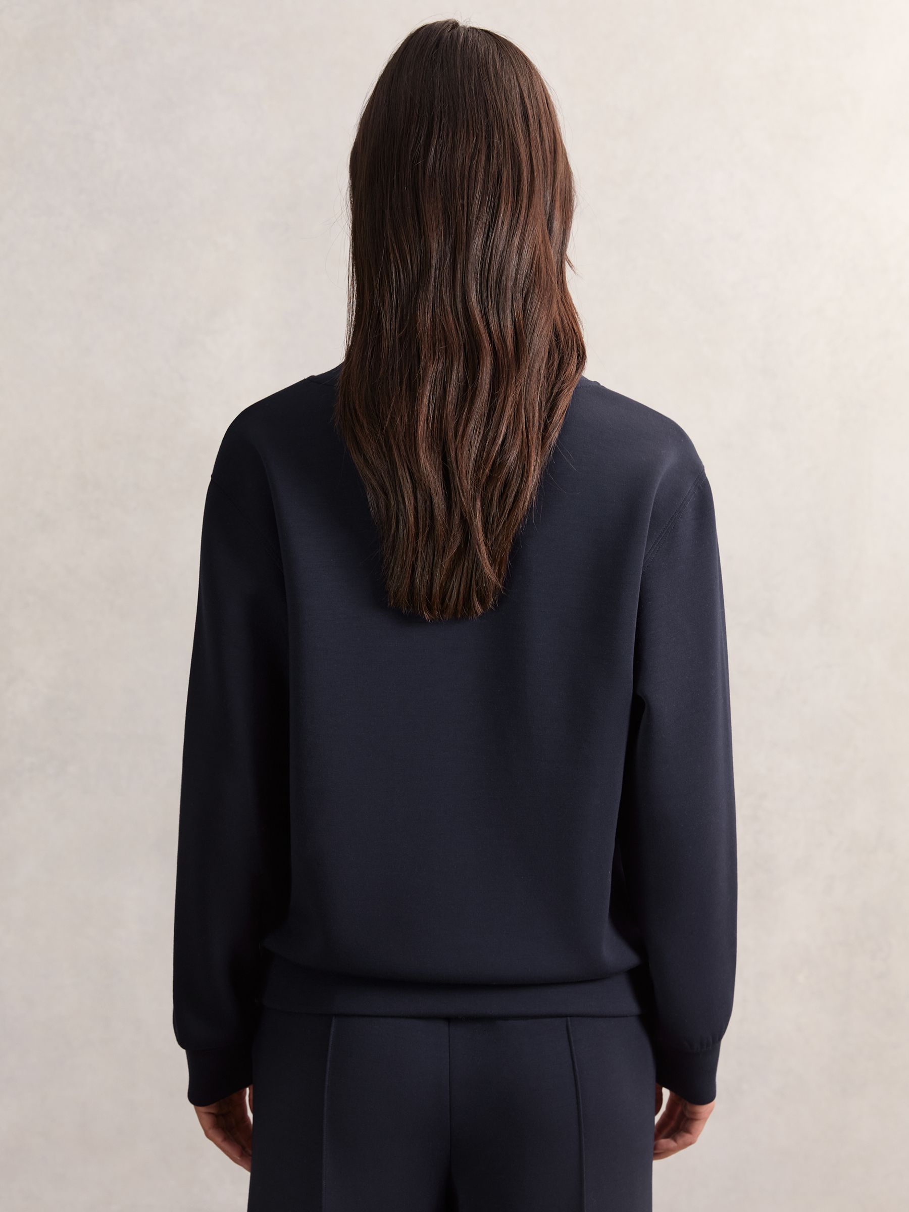 Interlock Shawl-Neck Sweatshirt with Modal in Navy