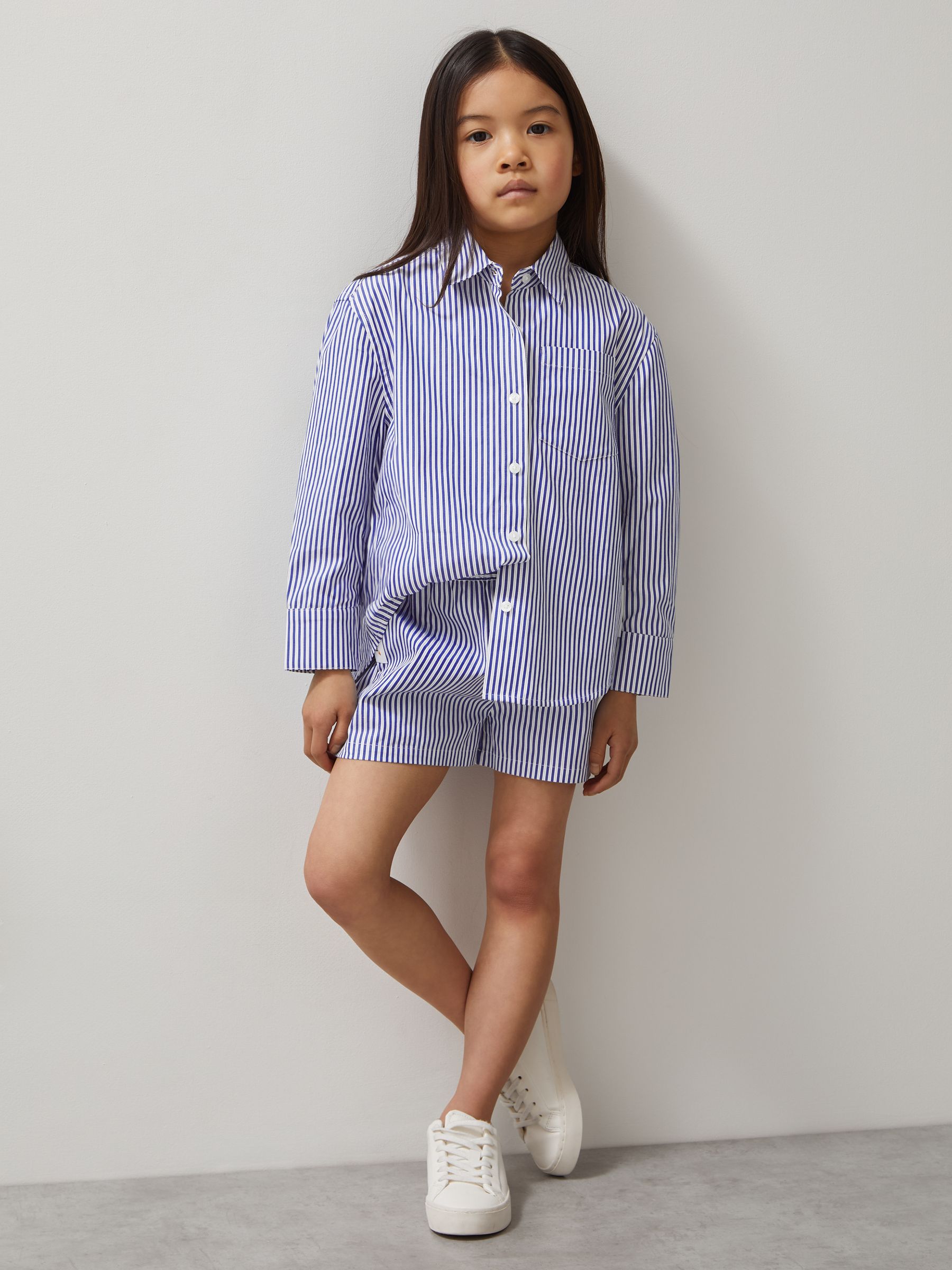 McLaren F1 Team Cotton Stripe Shirt in Blue/White