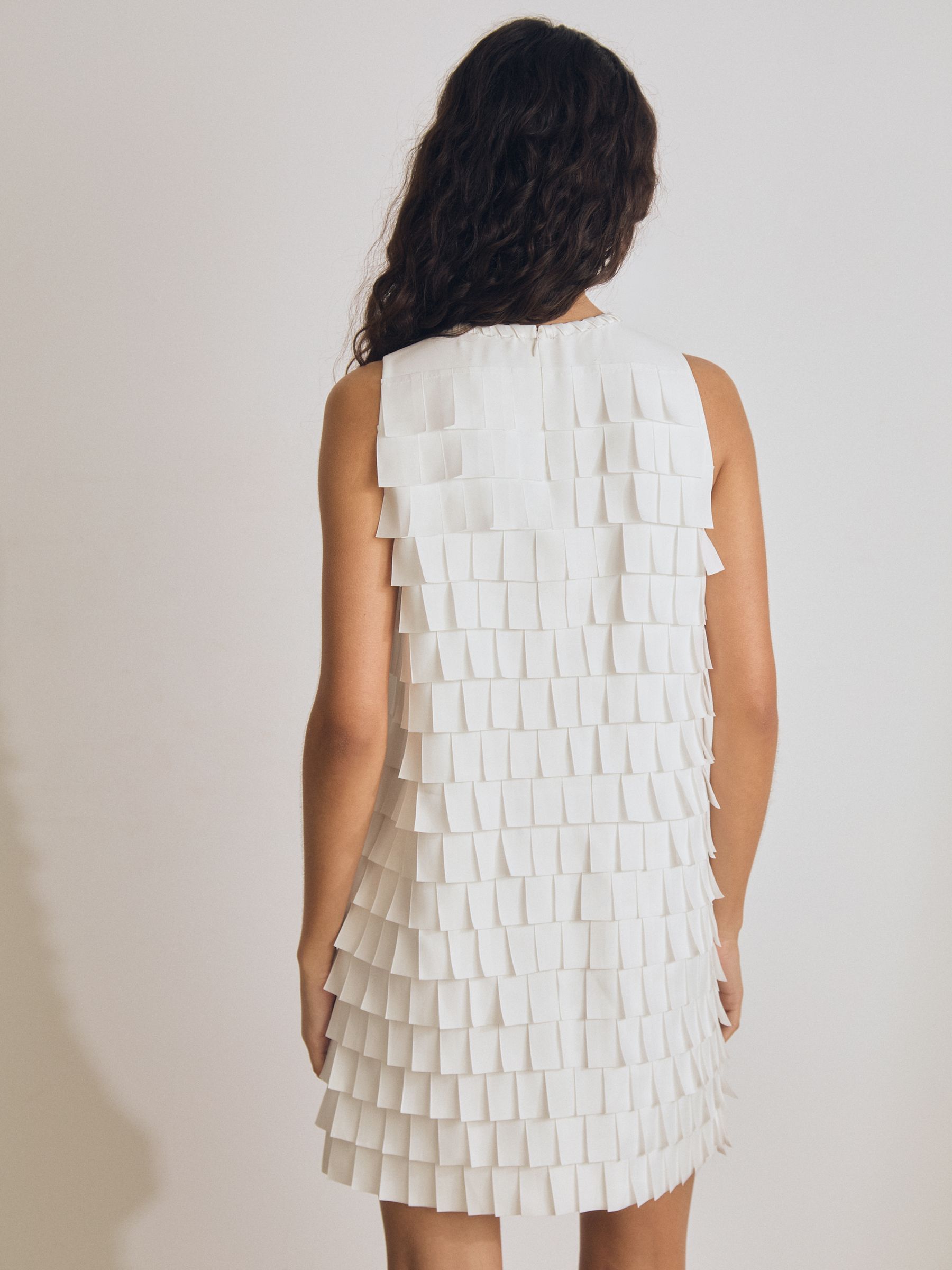 Atelier Layered Fringe Mini Dress in White