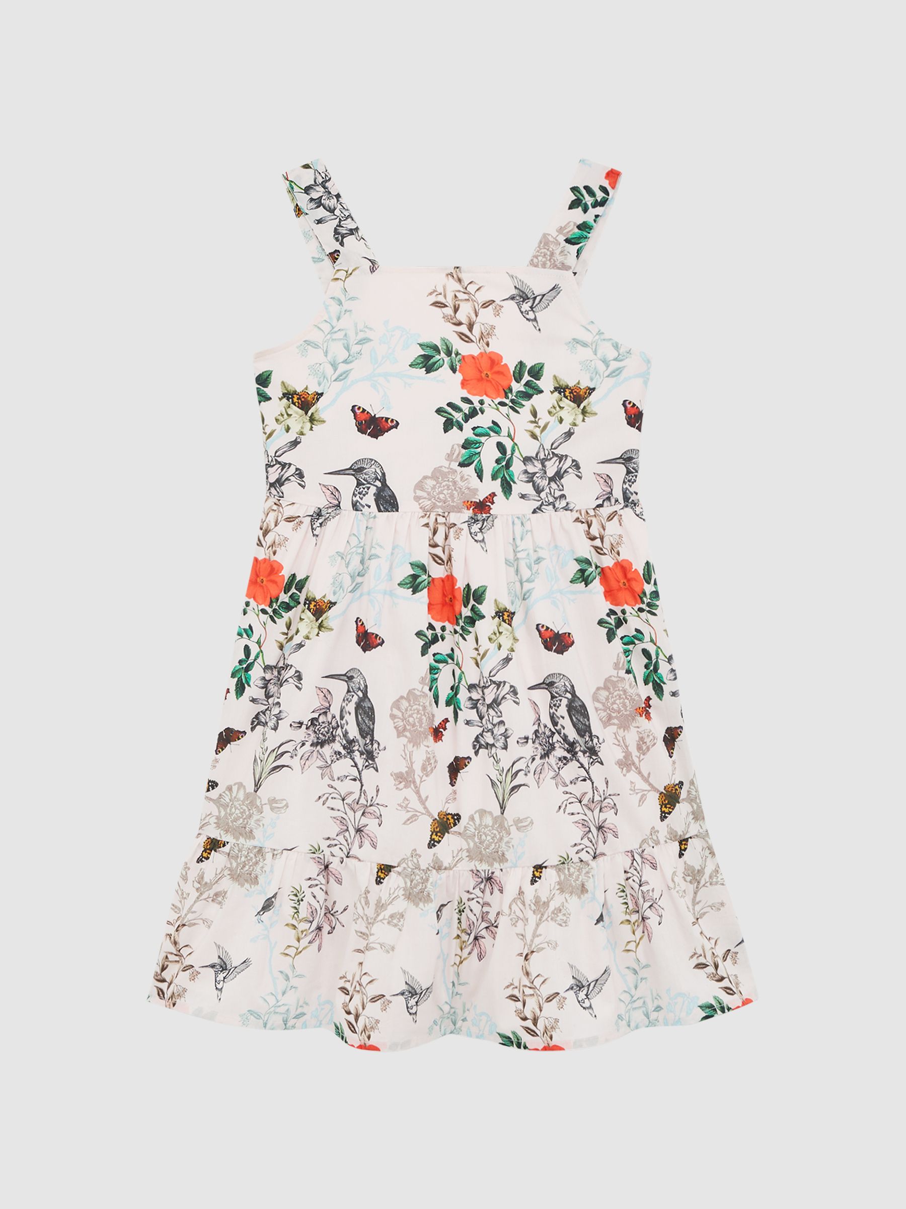 9-12 yrs Printed Strappy Dress in Ivory Print
