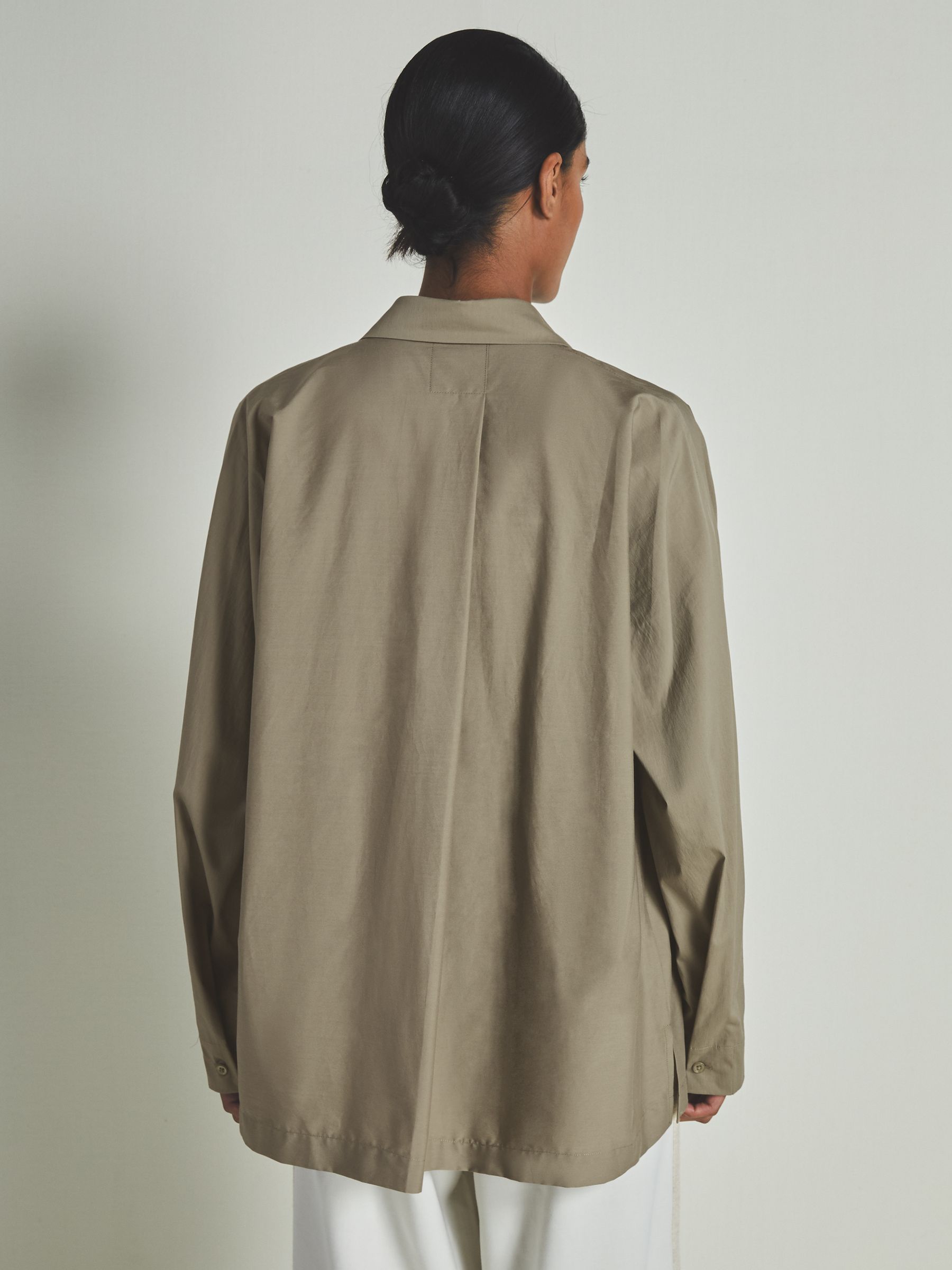 Reiss | Les 100 Ciels Cotton-Blend Poplin Shirt in Khaki