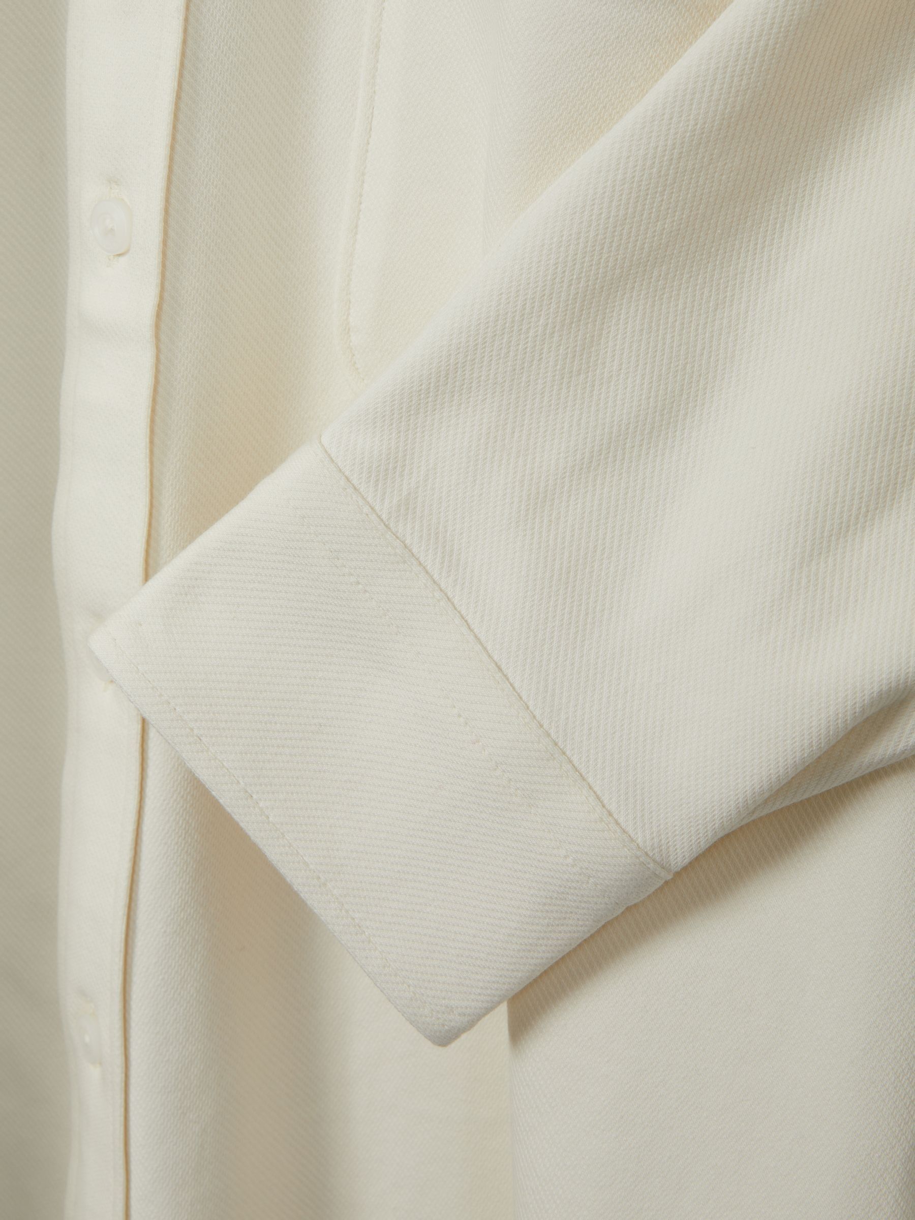 Cotton Blend Twill Overshirt in Off White