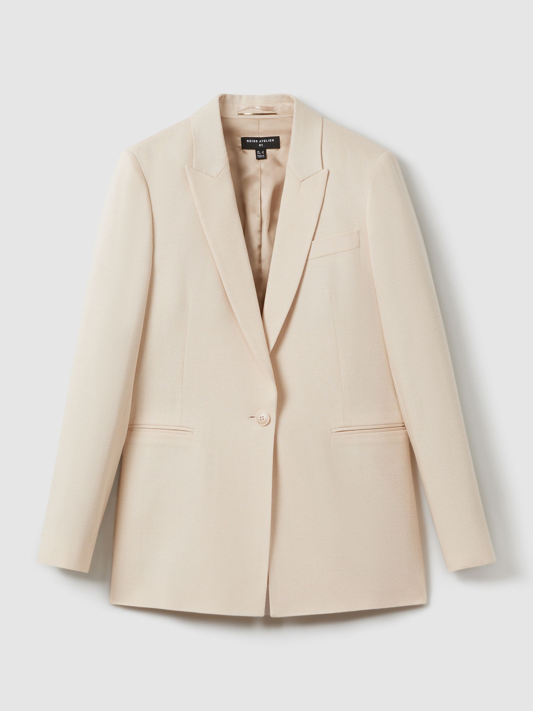 Atelier Italian Textured Single Breasted Suit Blazer in Blush