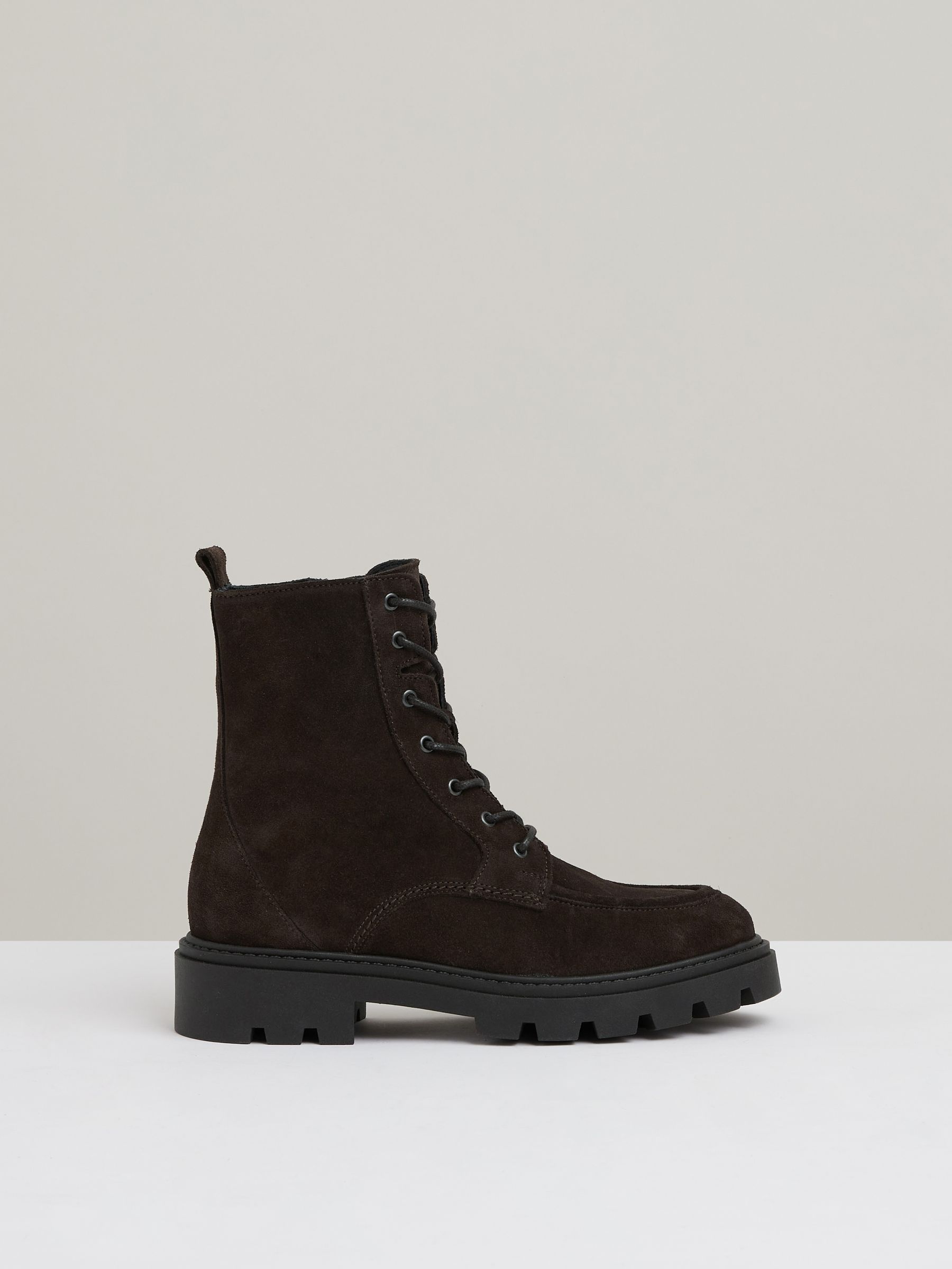 Leather Lace-Up Boots in Chocolate