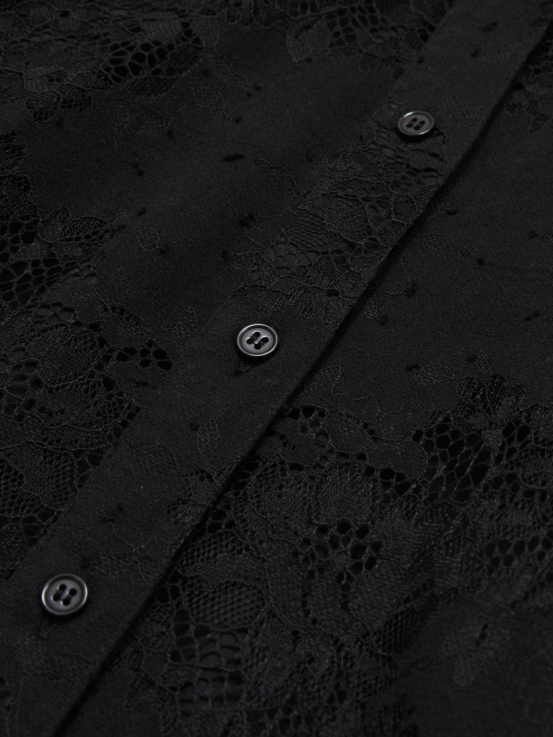 Lace-Front Shirt With Cotton in Black