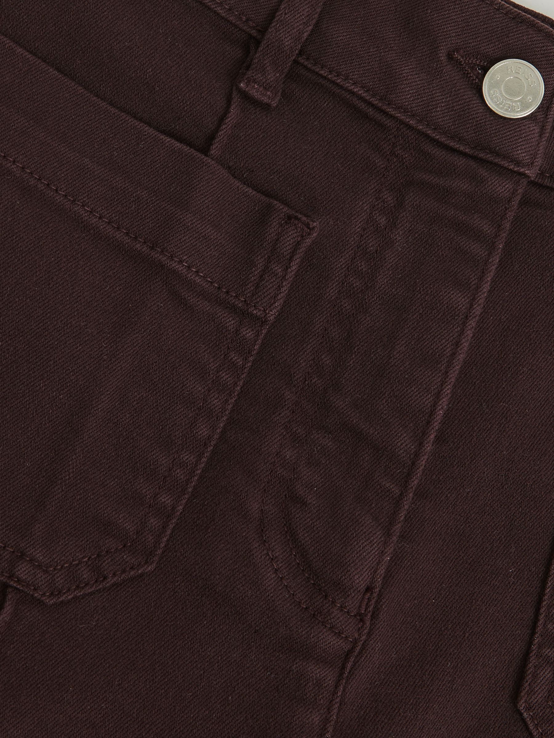Petite Patch-Pocket Flared Jeans in Burgundy