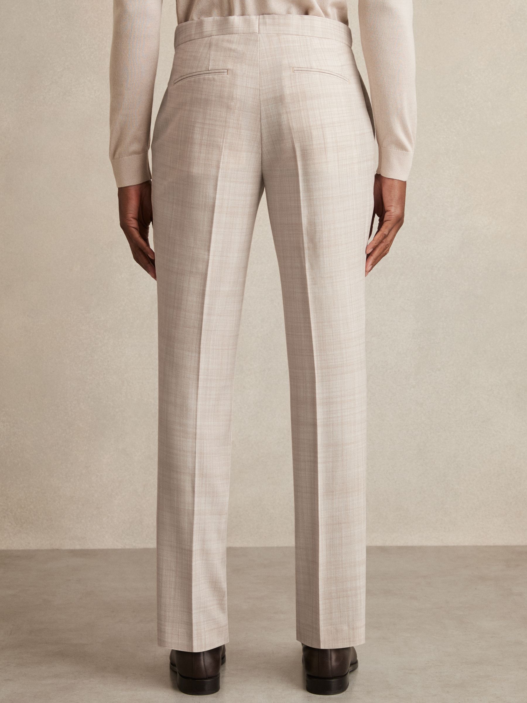 Check Regular-Fit Suit Trousers in Stone