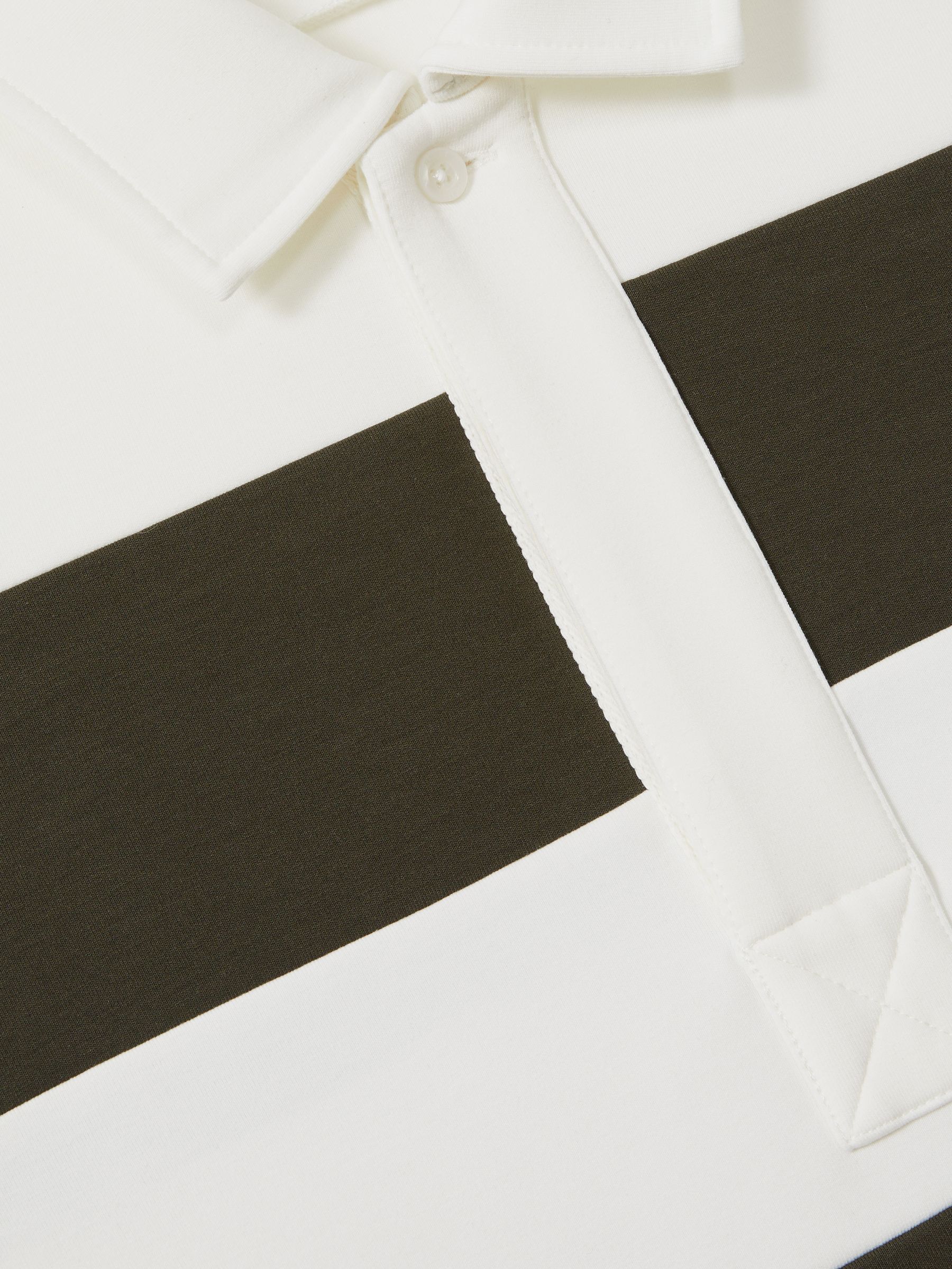 Rugby-Stripe Long-Sleeve T-Shirt in White/Dark Green