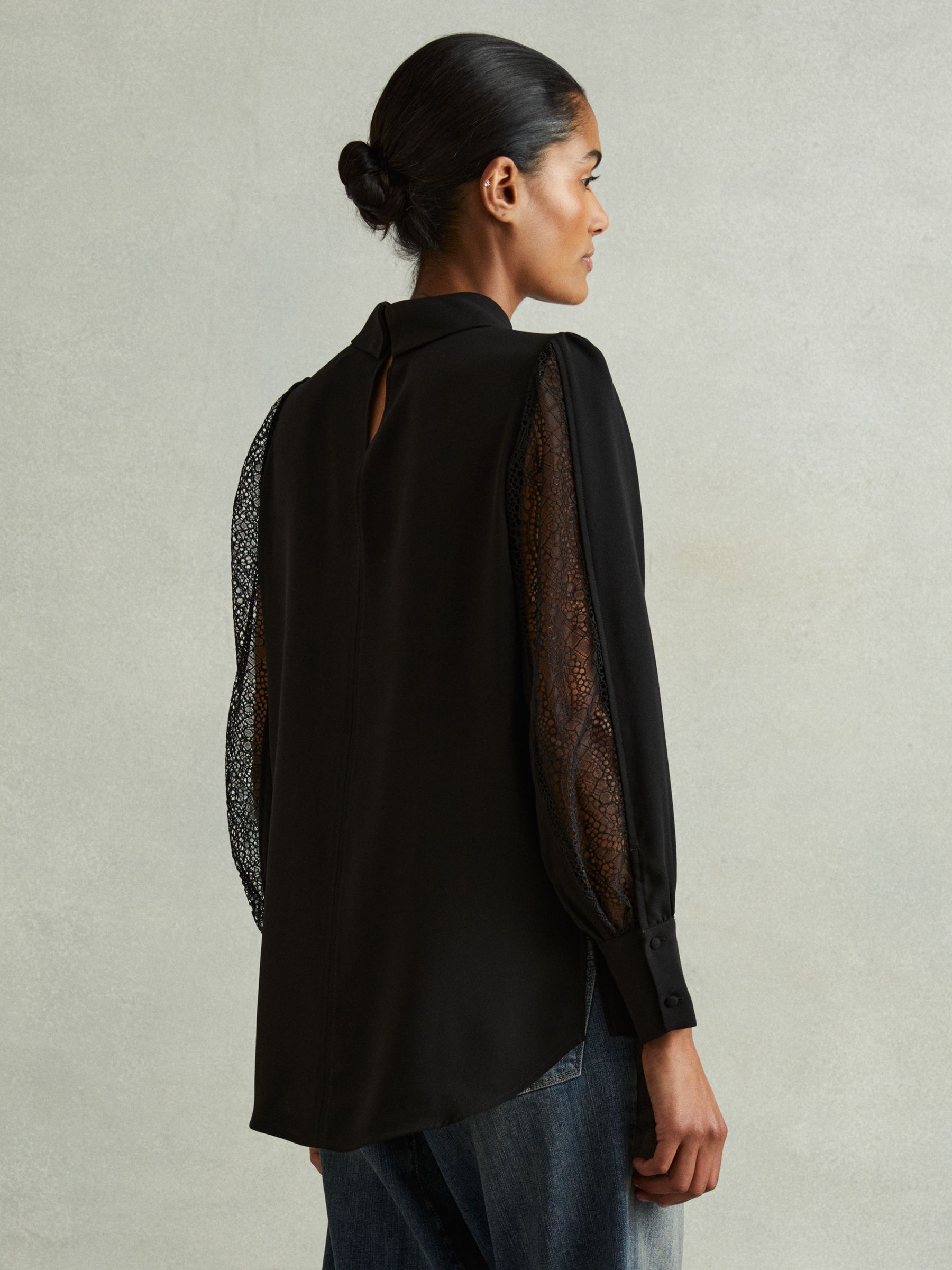 Lace Insert Blouse in Black