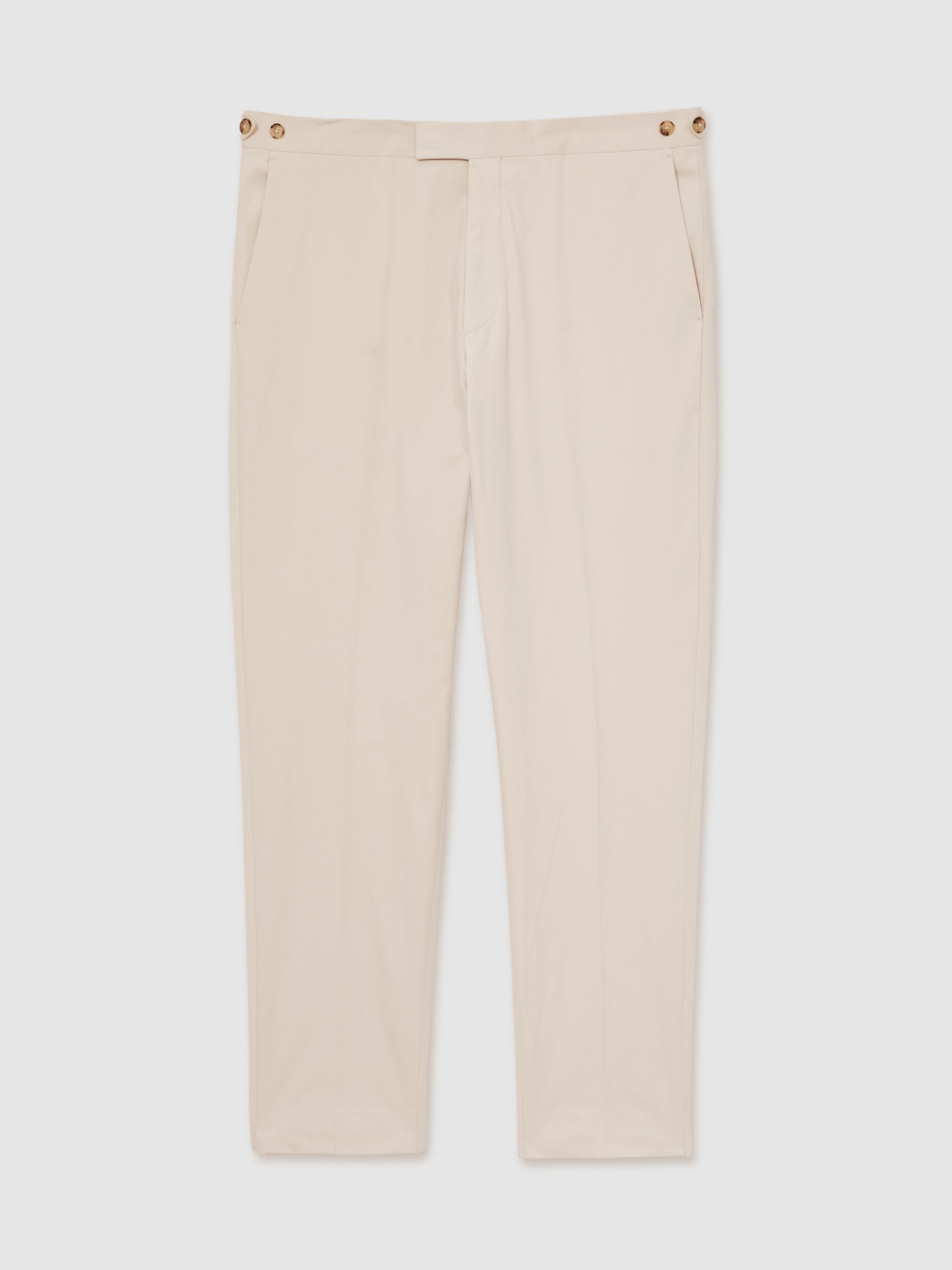 Cotton Slim-Fit Suit Trousers With Stretch in Stone