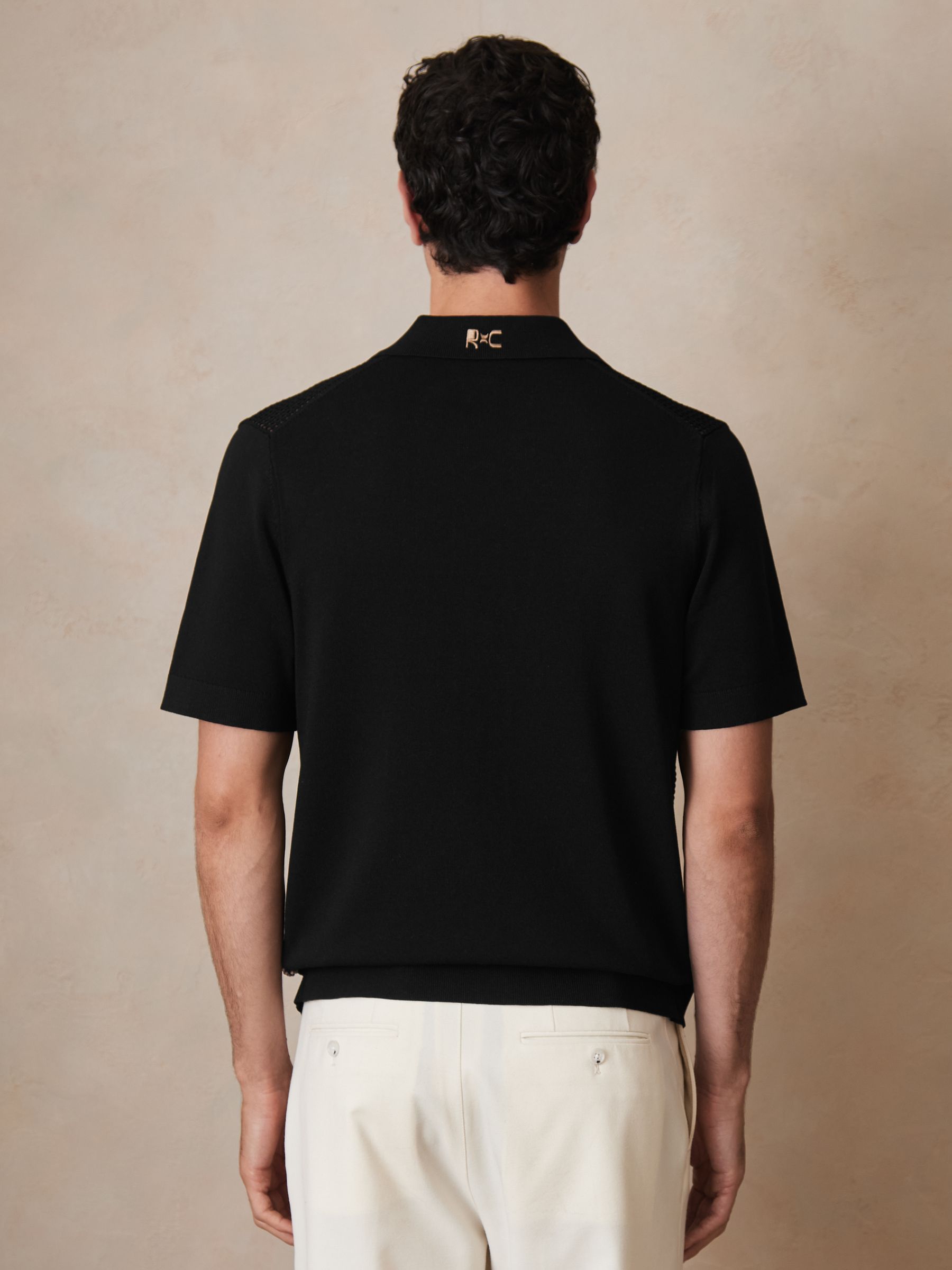 Reiss | Ché Beaded Crochet Shirt in Black