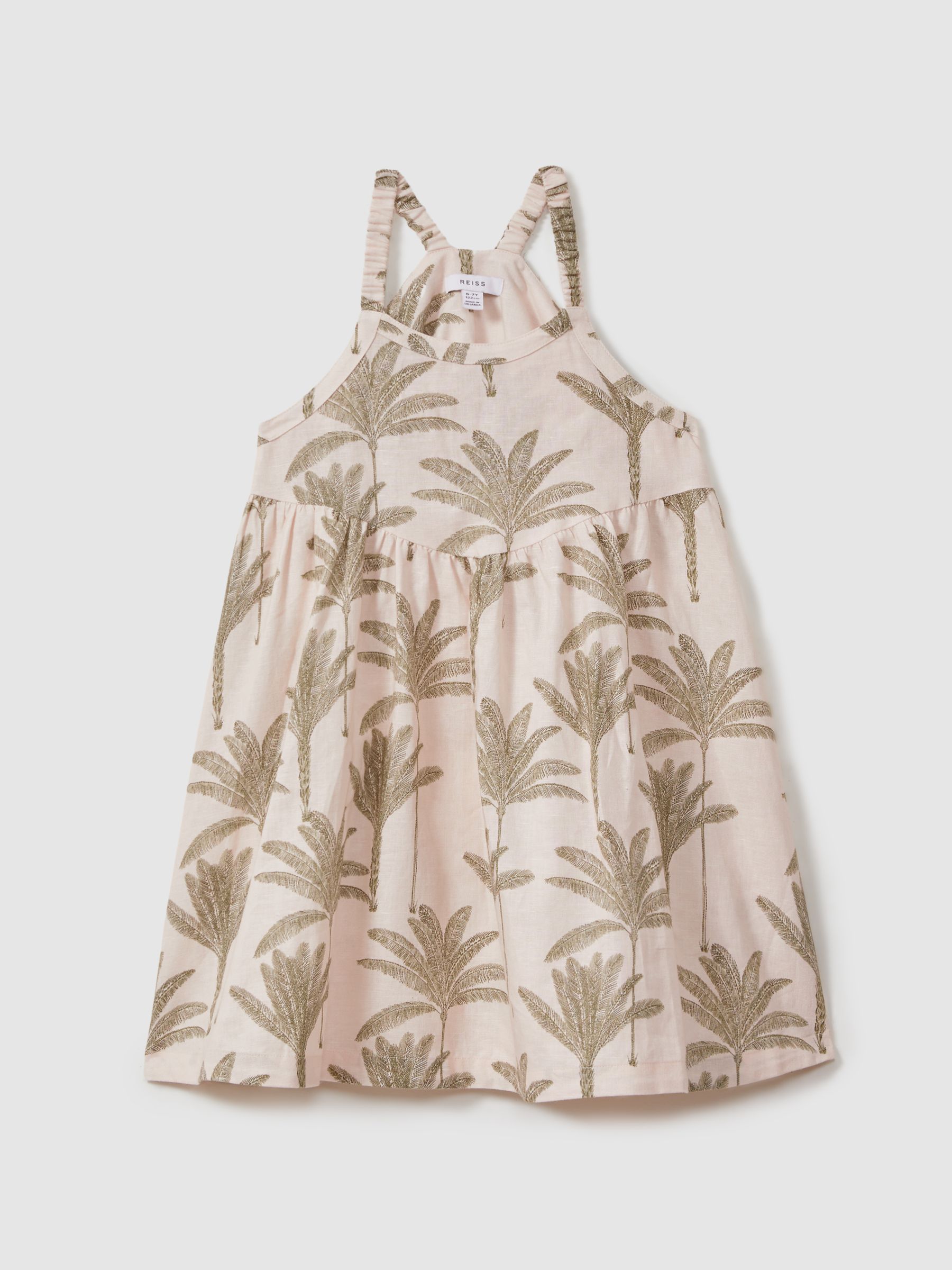 13-14 yrs Linen-Cotton Tropical Dress in Neutral