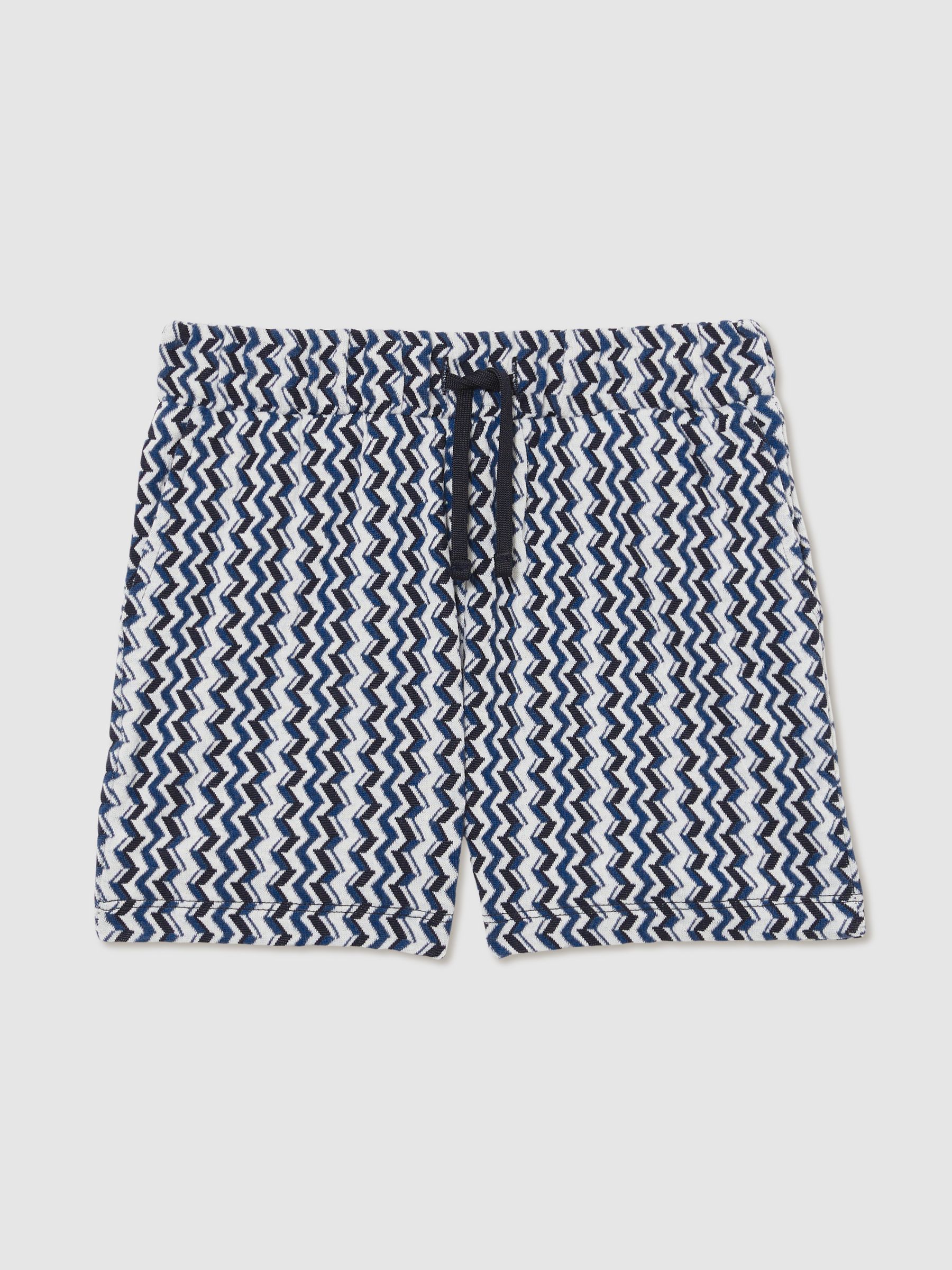 3-9 yrs Zig-Zag Knit Drawstring Shorts in Blue