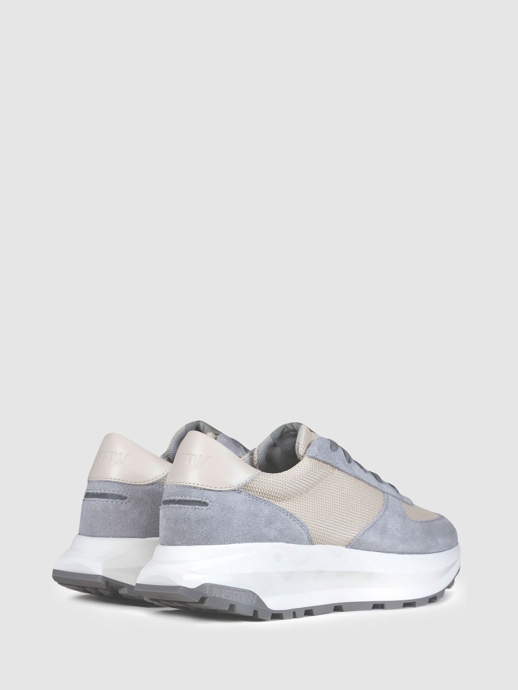 Unseen Footwear Suede Mesh Trinity Trainers in Grey/White
