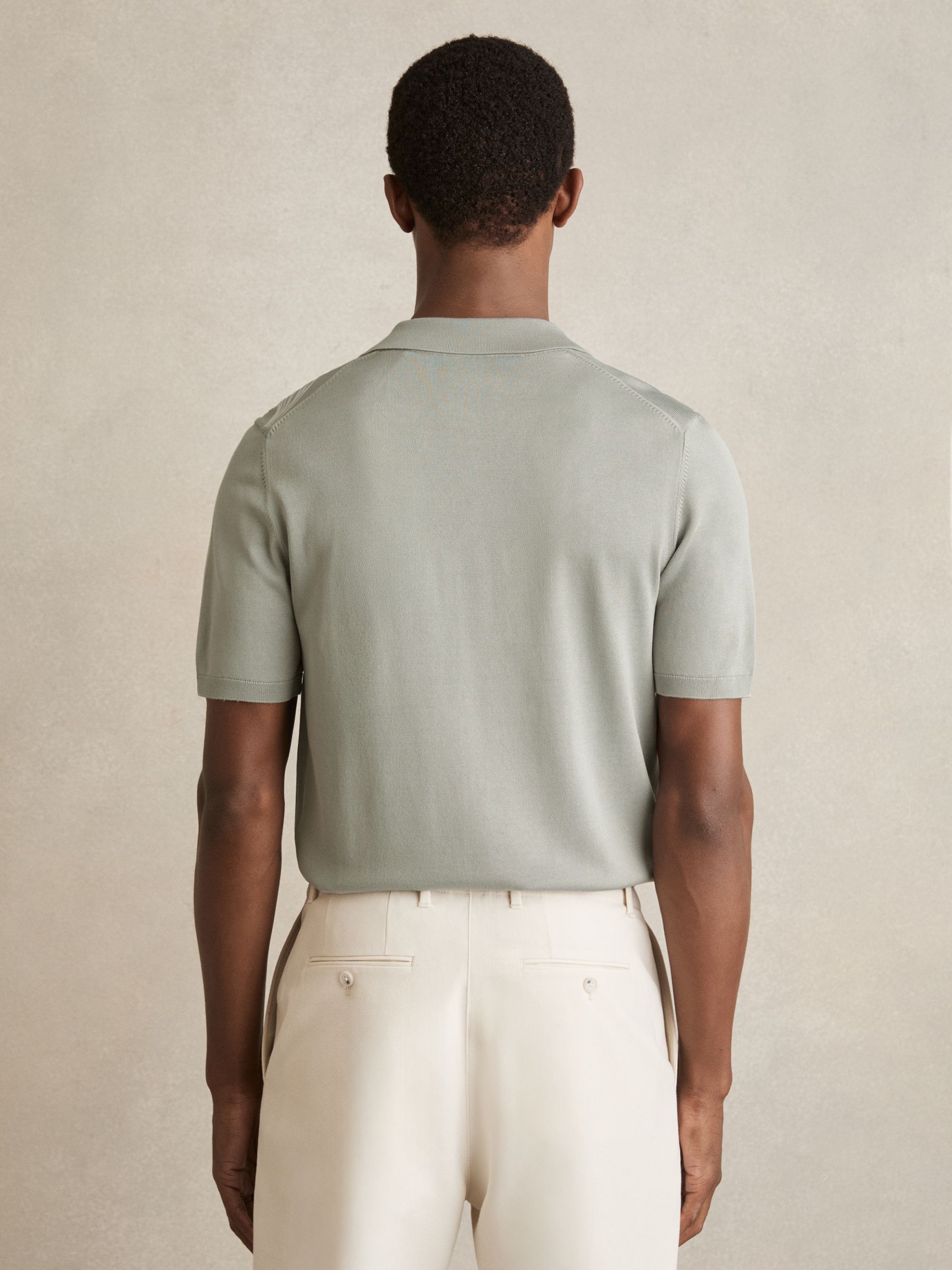 Flower Embroidered Knit Shirt in Soft Sage