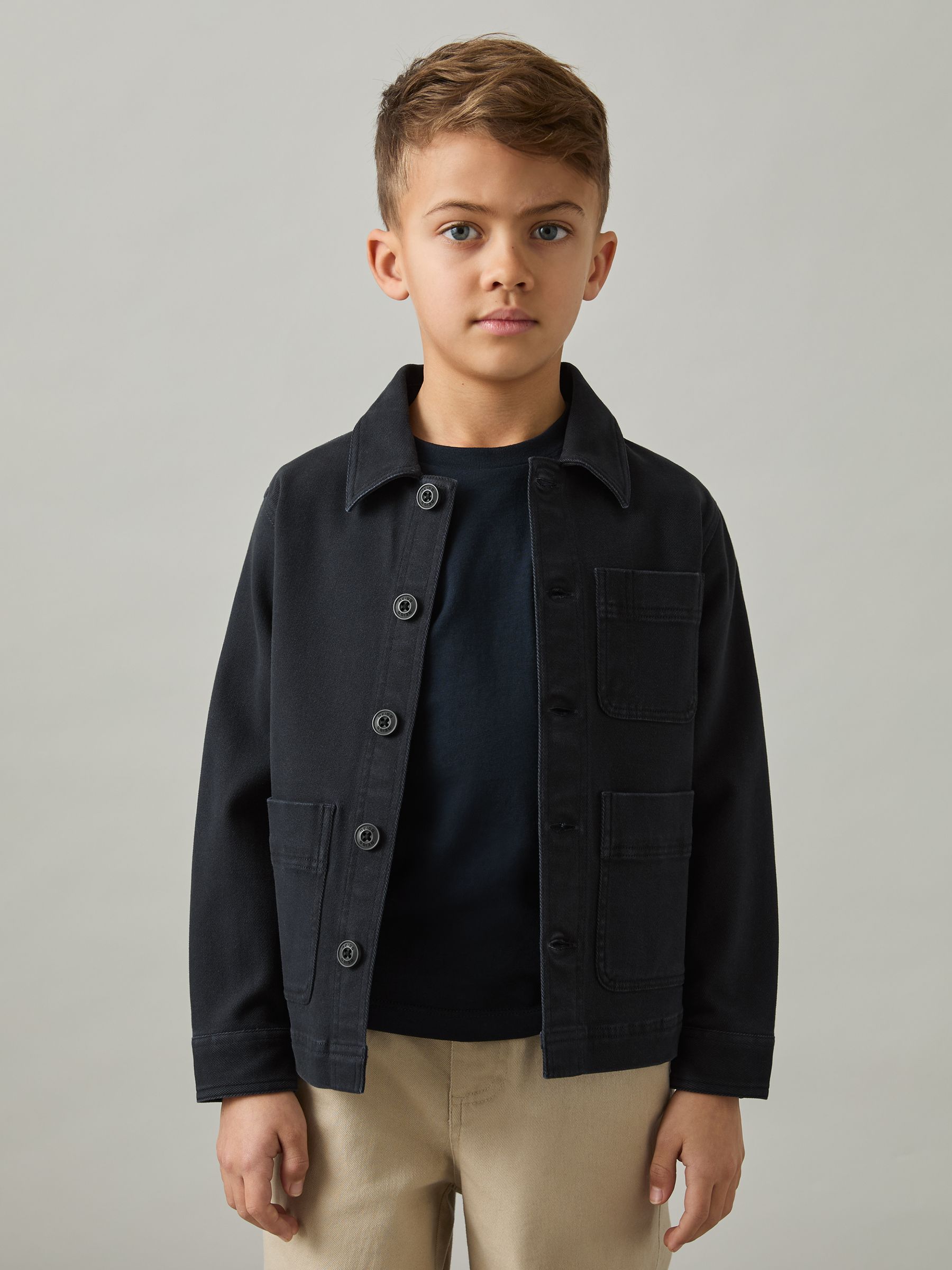 9-13 yrs Cotton-Blend Work Jacket in Navy