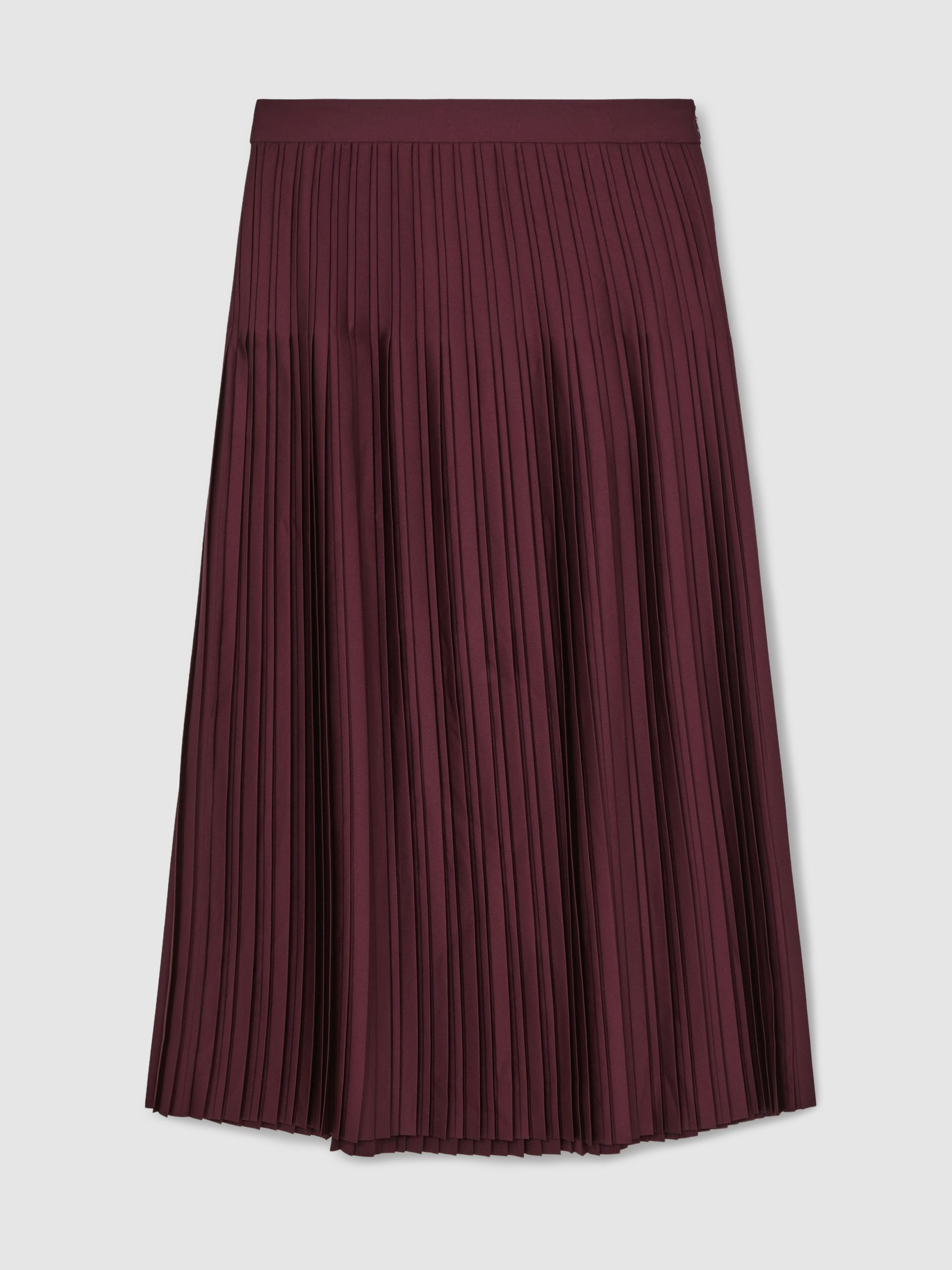 Pleated Midi Skirt in Burgundy