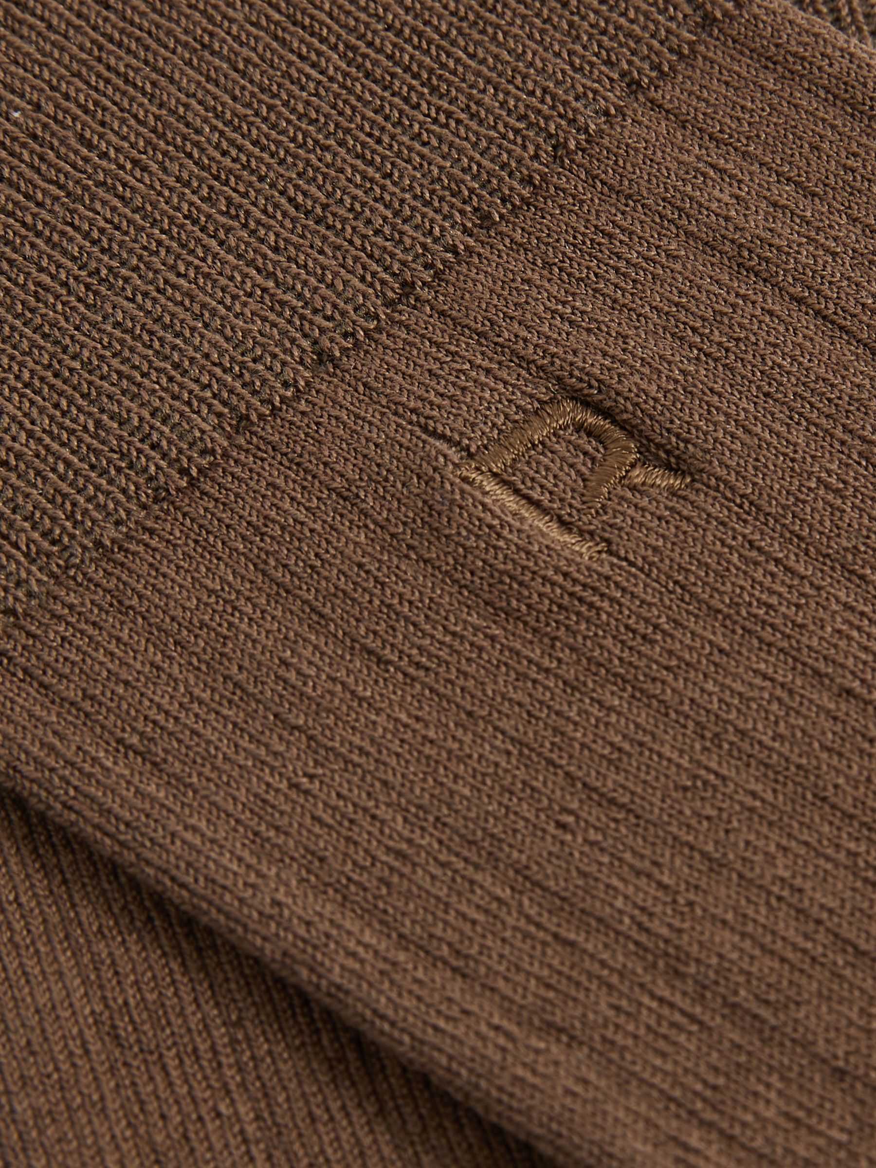 Cotton-Blend Logo-Embroidered Socks in Brown