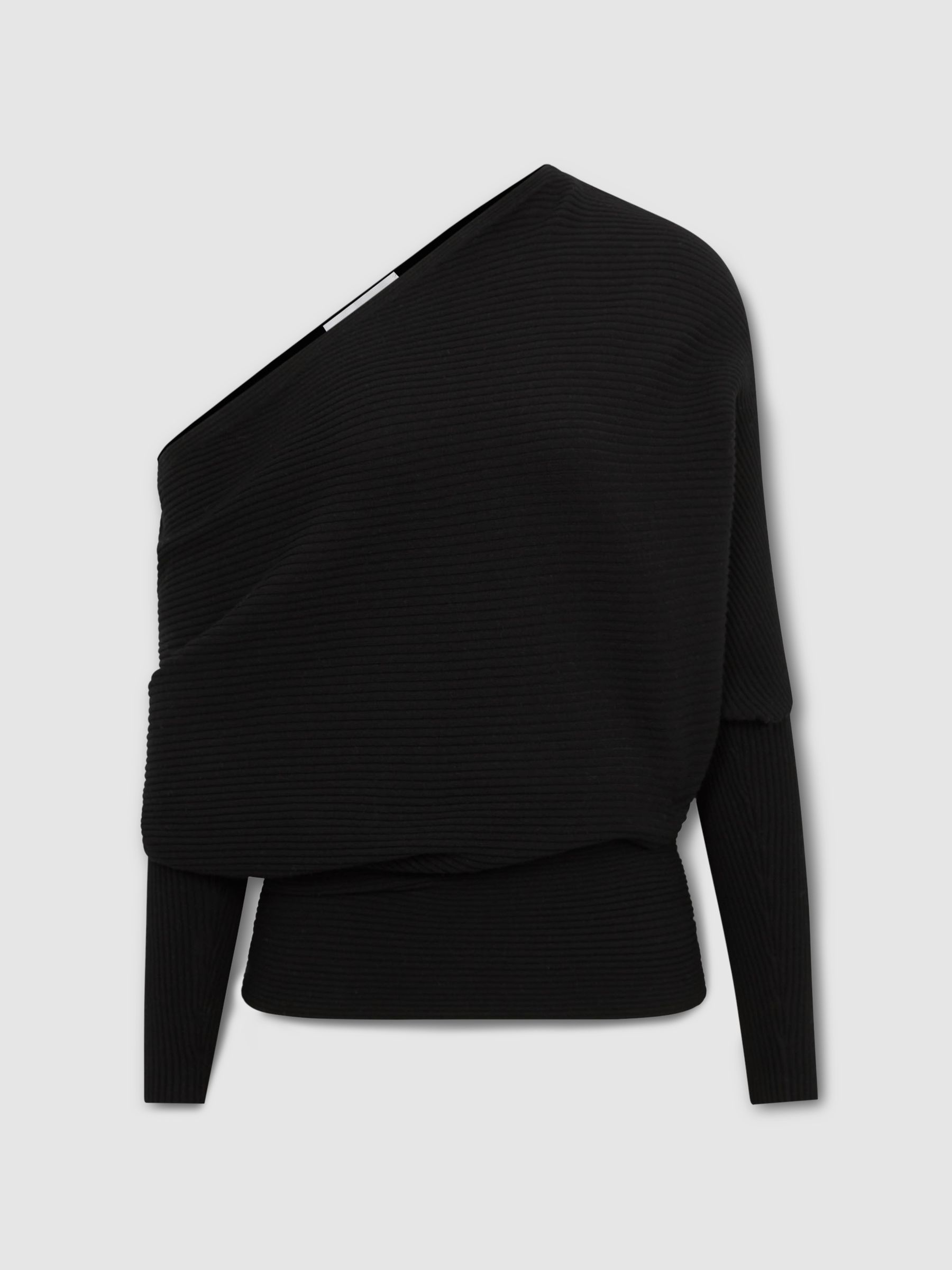 Asymmetric Draped Knitted Jumper in Black