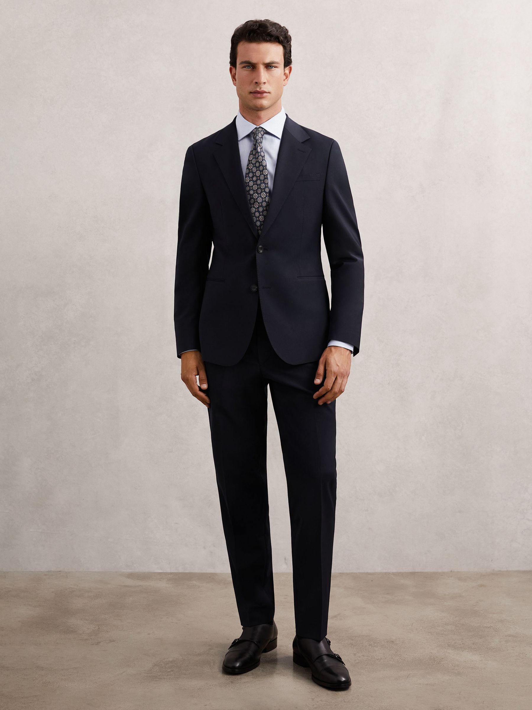 Slim-Fit Wool-Blend Suit Trousers in Navy