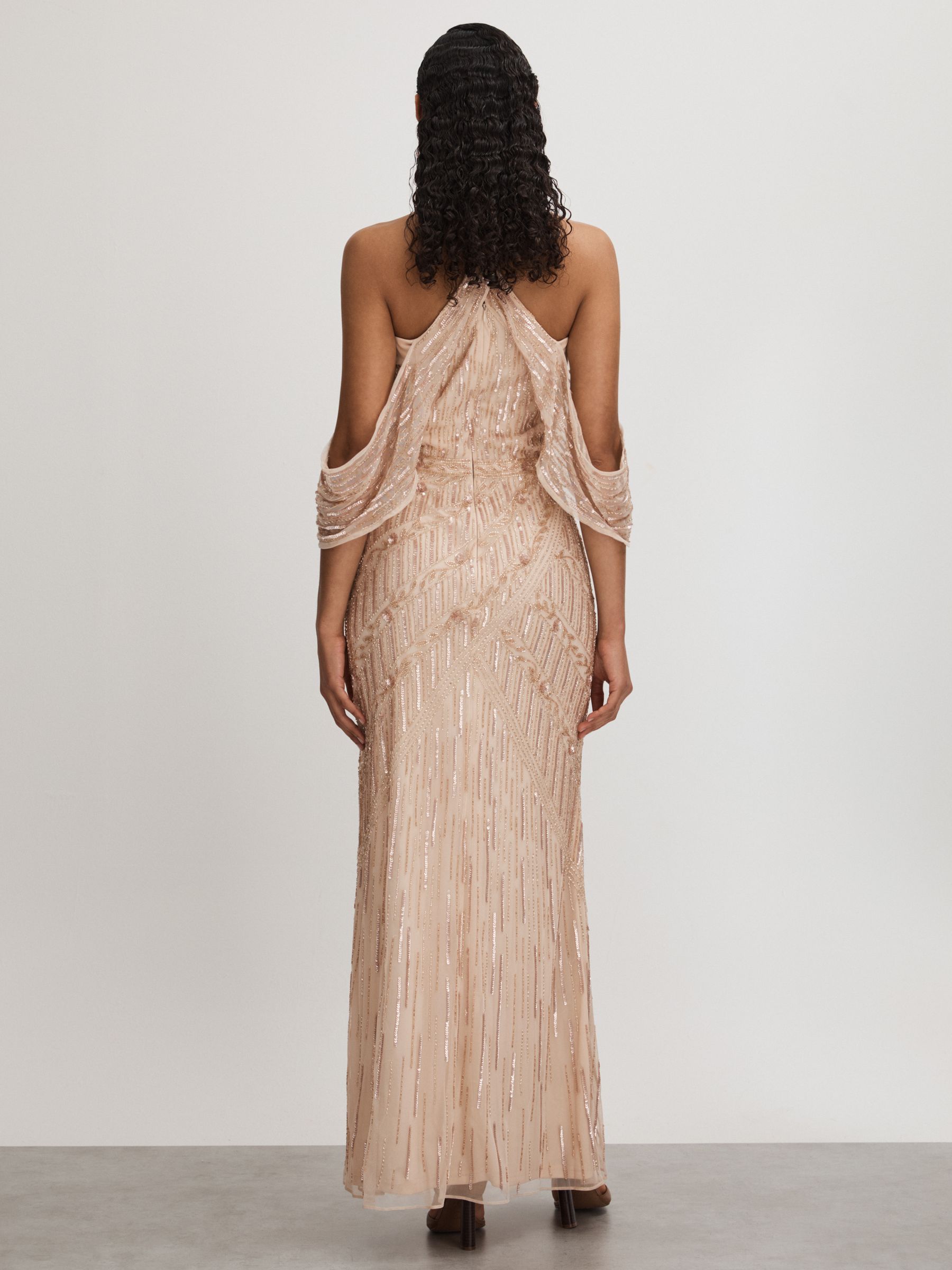 Ava Nude Raishma Nude Embellished Cross Front Maxi Dress