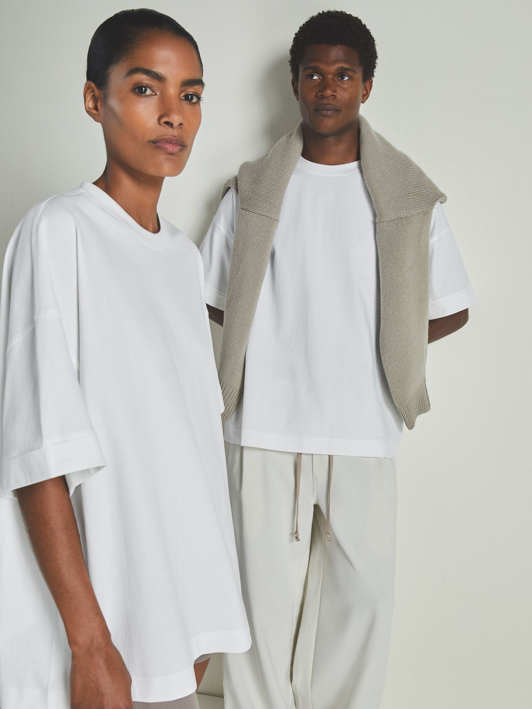 Reiss | Les 100 Ciels Cotton-Blend Jersey T-Shirt in White