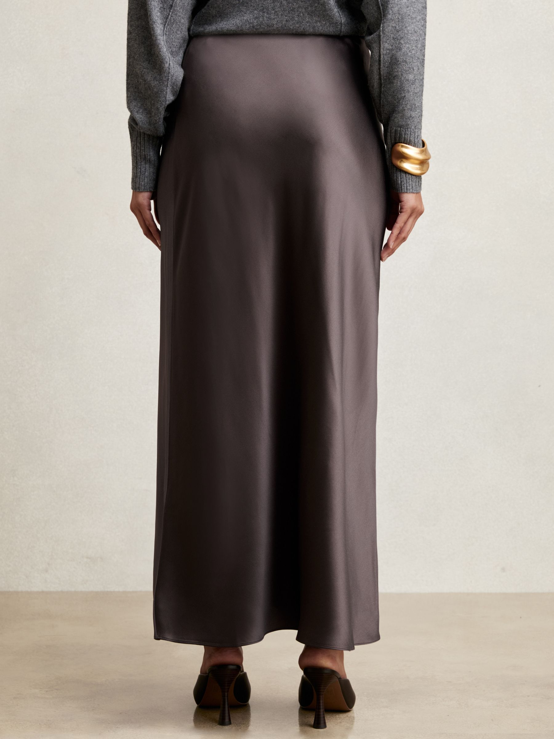 Silk Slip Maxi Skirt in Mauve