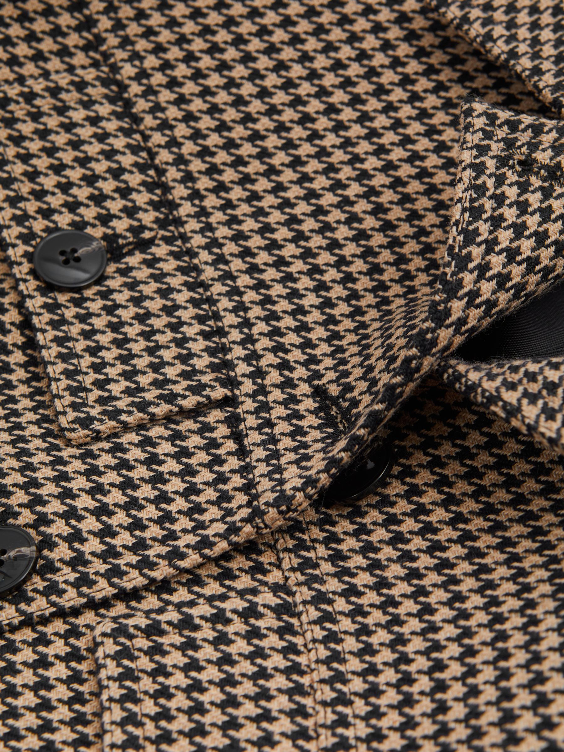 Lena Black/Camel Dogtooth Check Collared Jacket