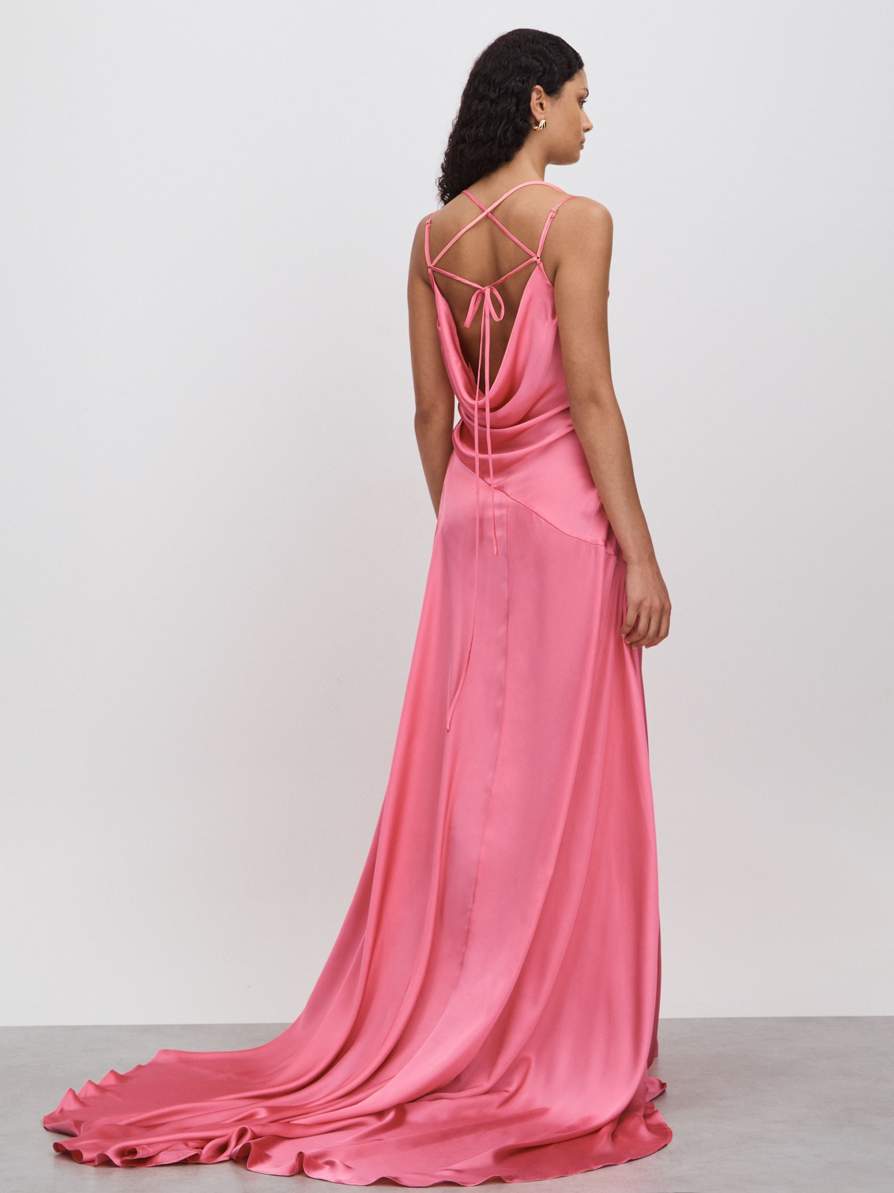 Leo Lin Watermelon Leo Lin Ruched Cowl Neck Satin Maxi Dress