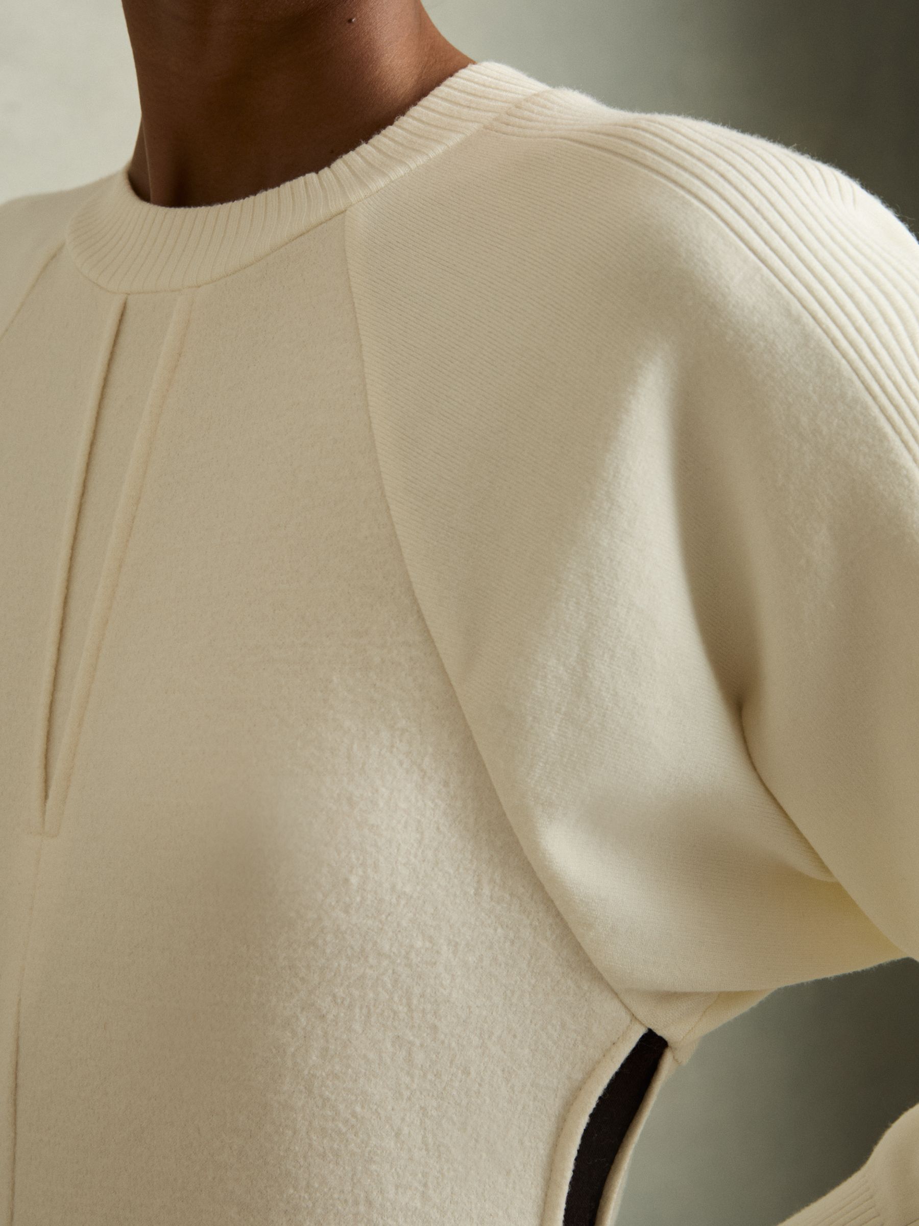 Wool-Blend Hybrid Knitted Midi Dress in Ivory