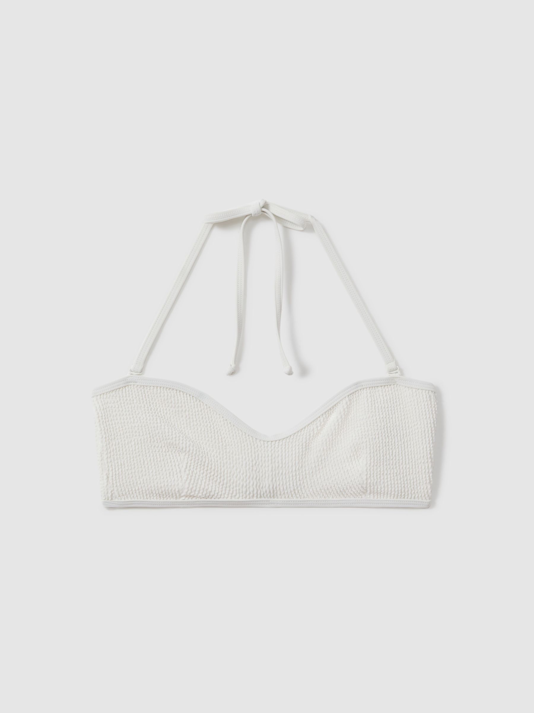 Good American Always Fits Textured Halter Neck Bikini Top in Cloud White