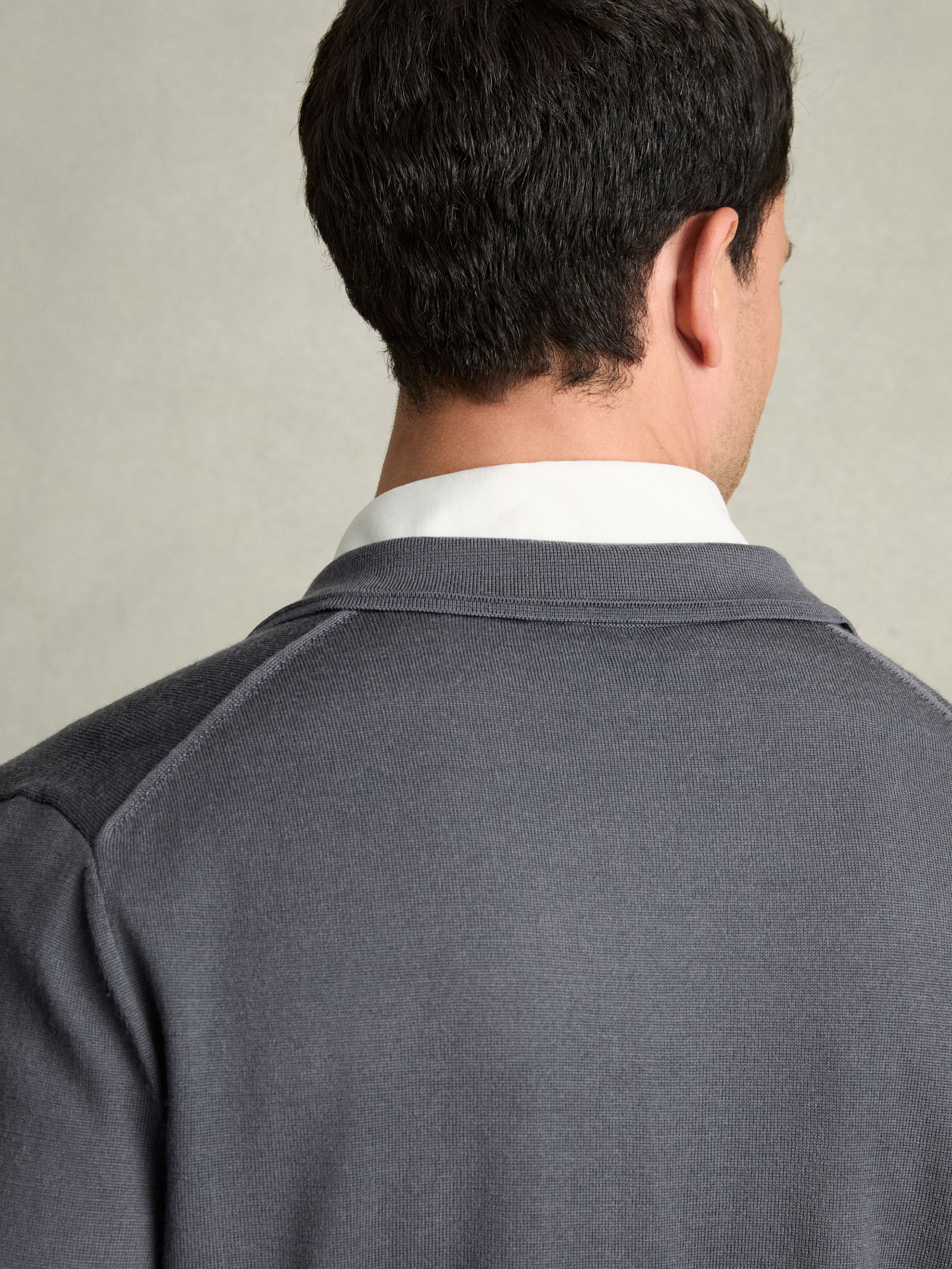 Merino Wool Button-Through Cardigan in Blackend Blue